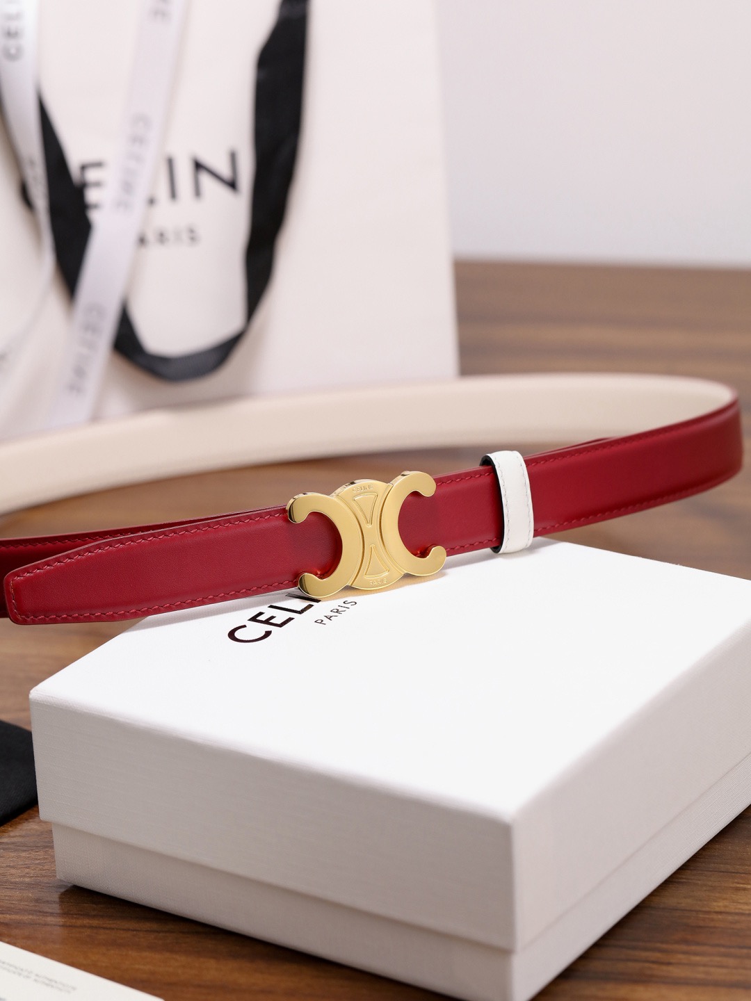 CELINE 셀린느 트리옴프 버클 여성 소가죽 벨트 8