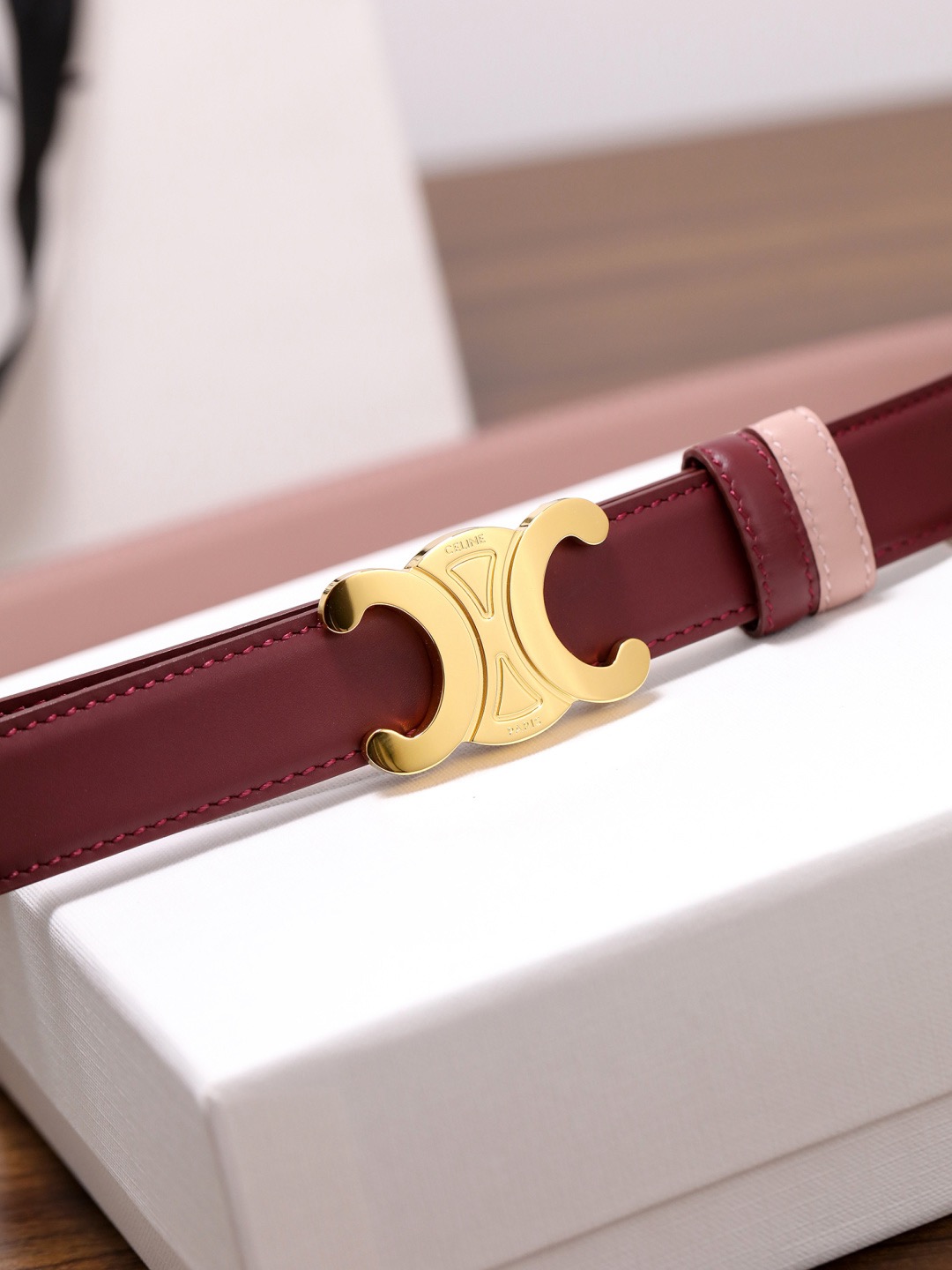 CELINE 셀린느 트리옴프 버클 여성 소가죽 벨트 10