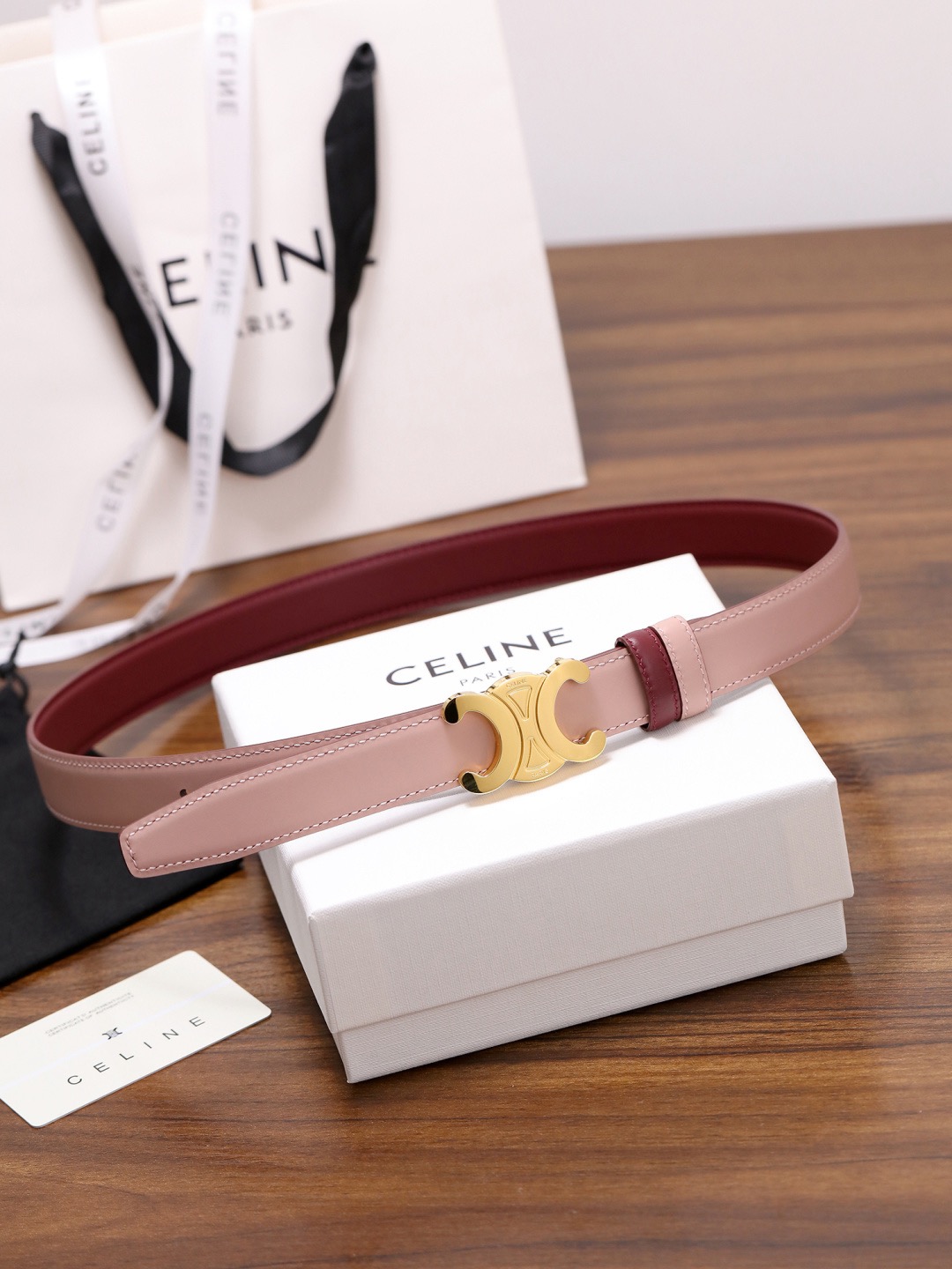 CELINE 셀린느 트리옴프 버클 여성 소가죽 벨트 11