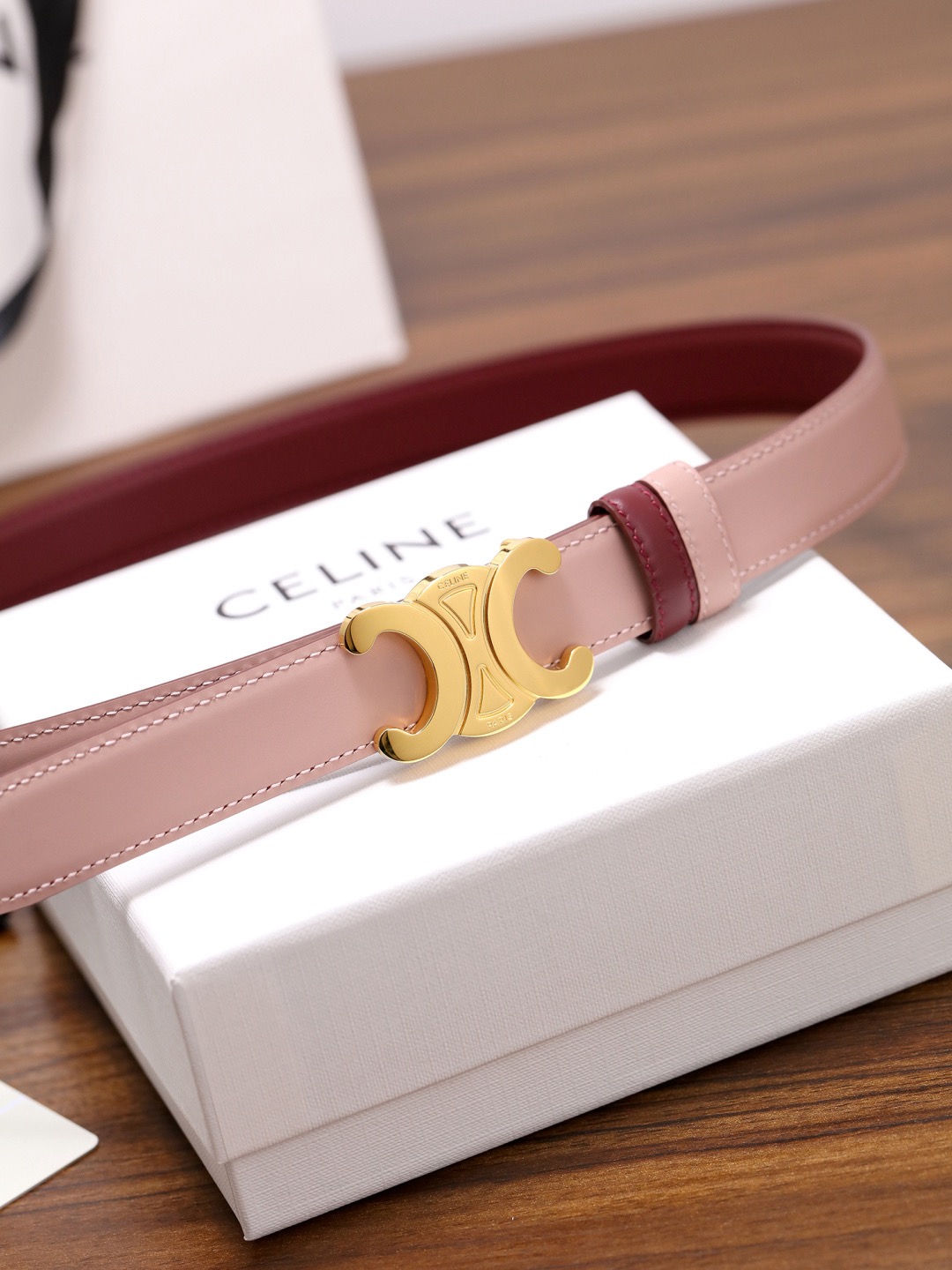 CELINE 셀린느 트리옴프 버클 여성 소가죽 벨트 12