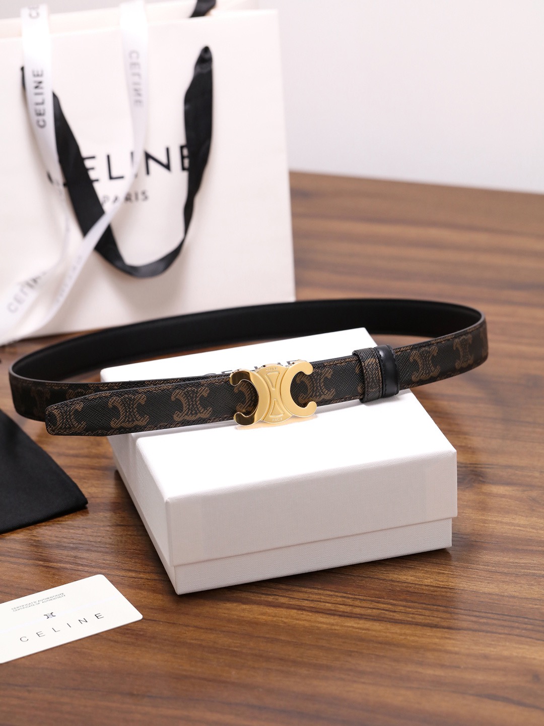 CELINE 셀린느 트리옴프 버클 여성 소가죽 벨트 11