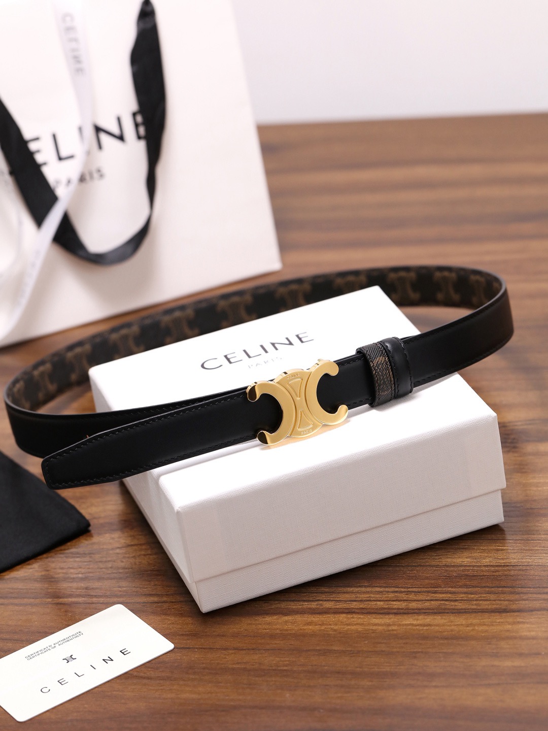 CELINE 셀린느 트리옴프 버클 여성 소가죽 벨트 13