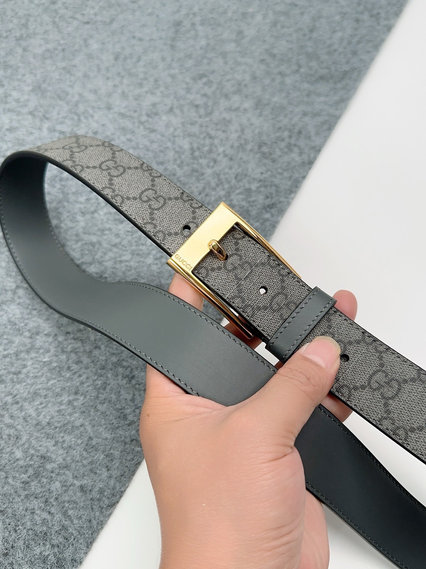 Gucci 구찌 GG 패턴 가죽 벨트 3.5cm 4