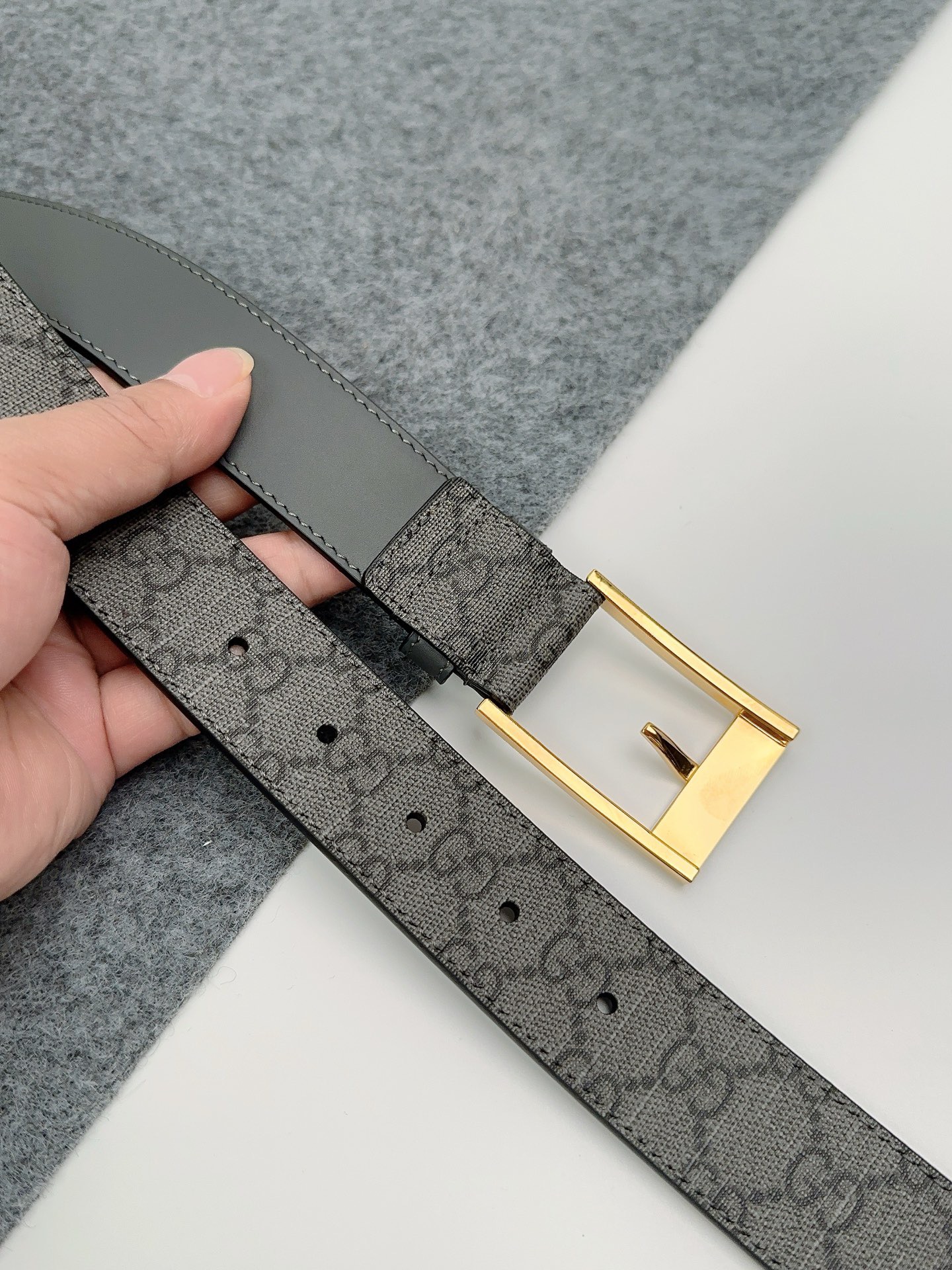 Gucci 구찌 GG 패턴 가죽 벨트 3.5cm 6