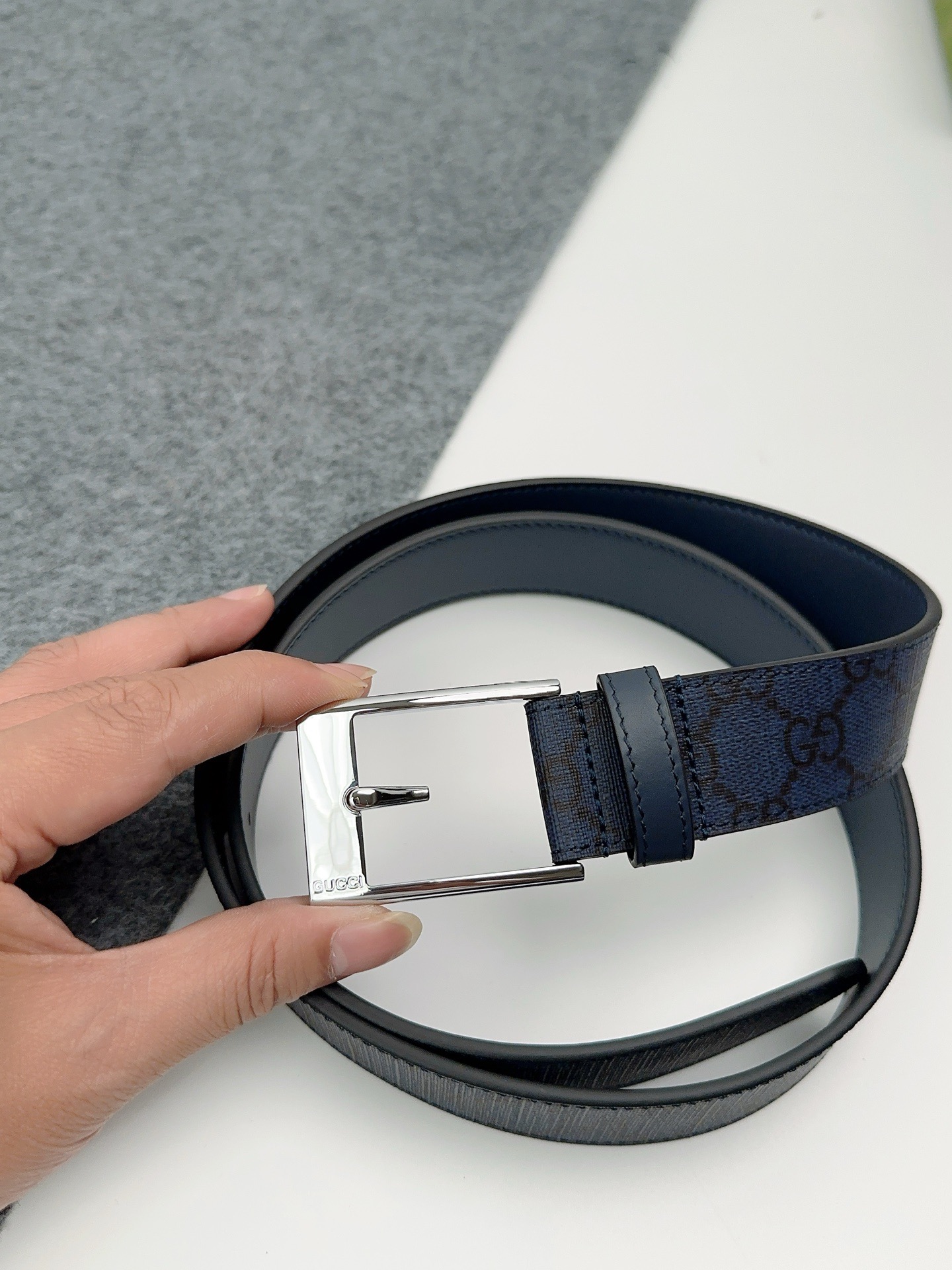 Gucci 구찌 GG 패턴 가죽 벨트 3.5cm 9