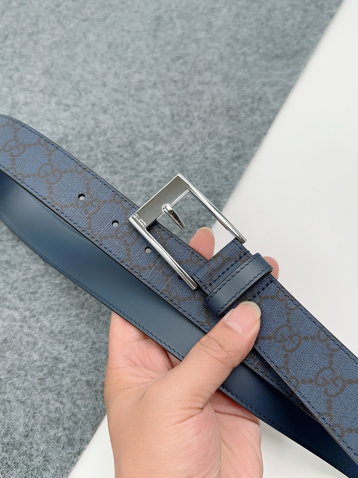 Gucci 구찌 GG 패턴 가죽 벨트 3.5cm 10