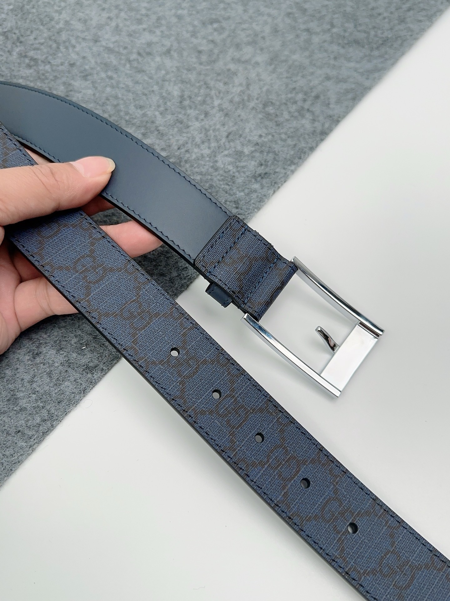 Gucci 구찌 GG 패턴 가죽 벨트 3.5cm 12