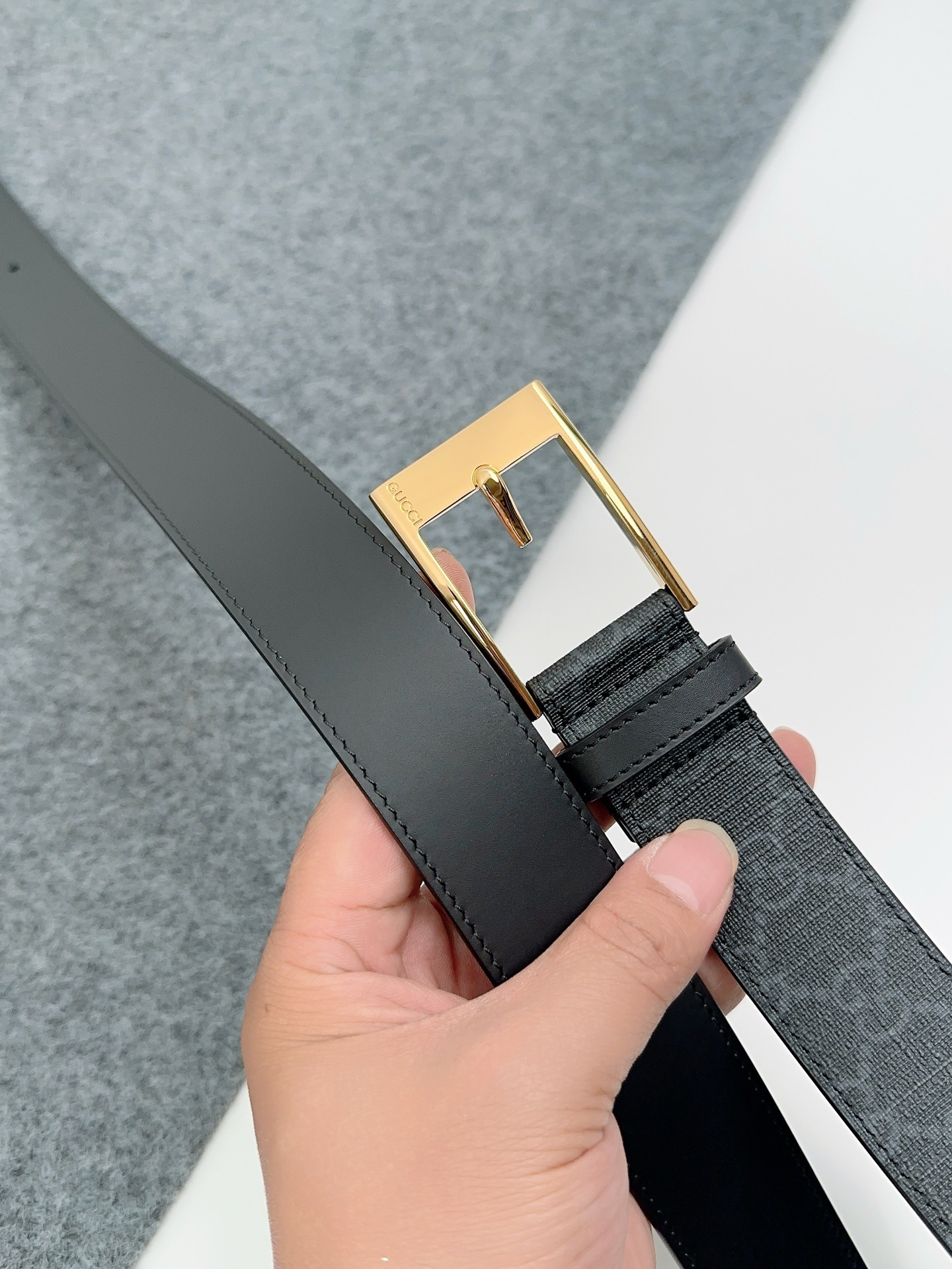 Gucci 구찌 GG 패턴 가죽 벨트 3.5cm 14