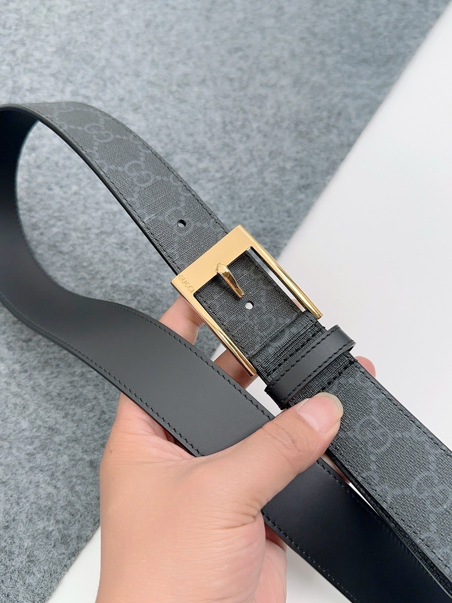 Gucci 구찌 GG 패턴 가죽 벨트 3.5cm 16