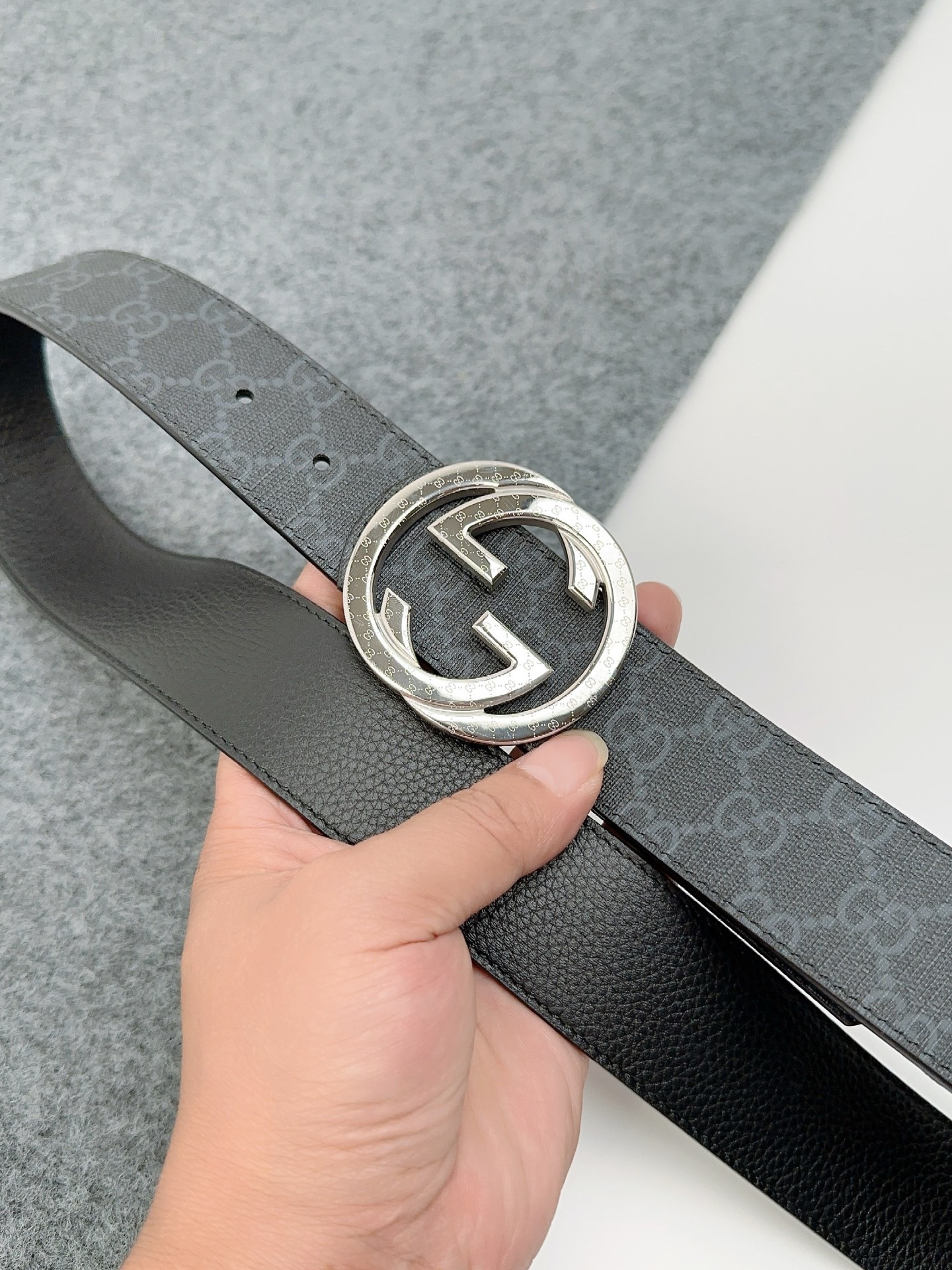 Gucci 구찌 PVC GG 로고 버클 벨트 10