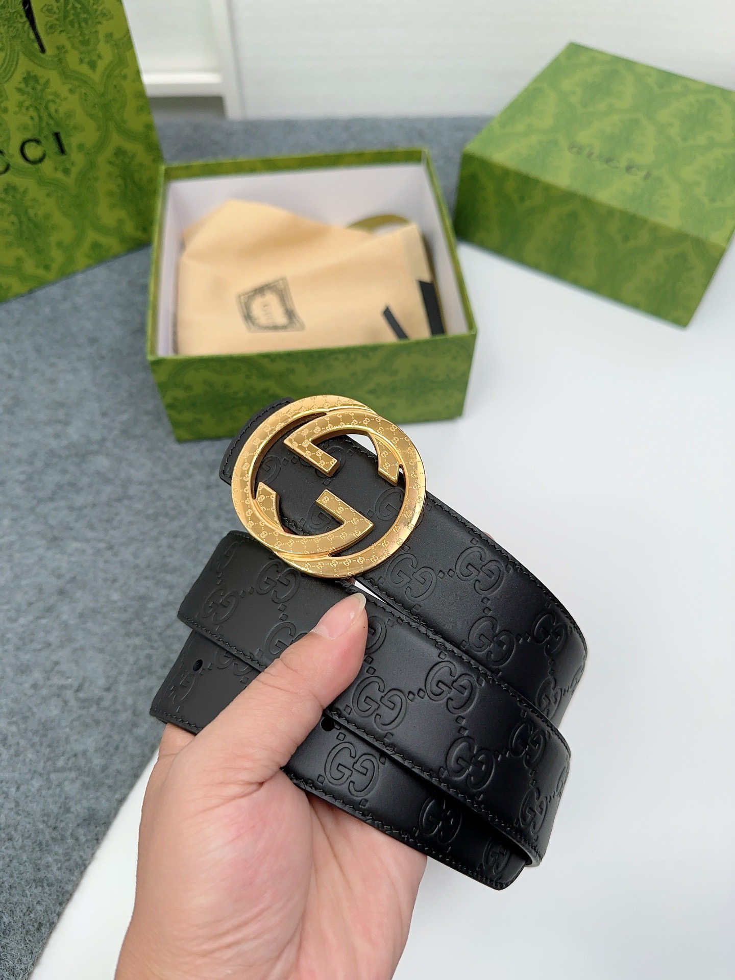 Gucci 구찌 GG 엠보 소가죽 남성 벨트 7