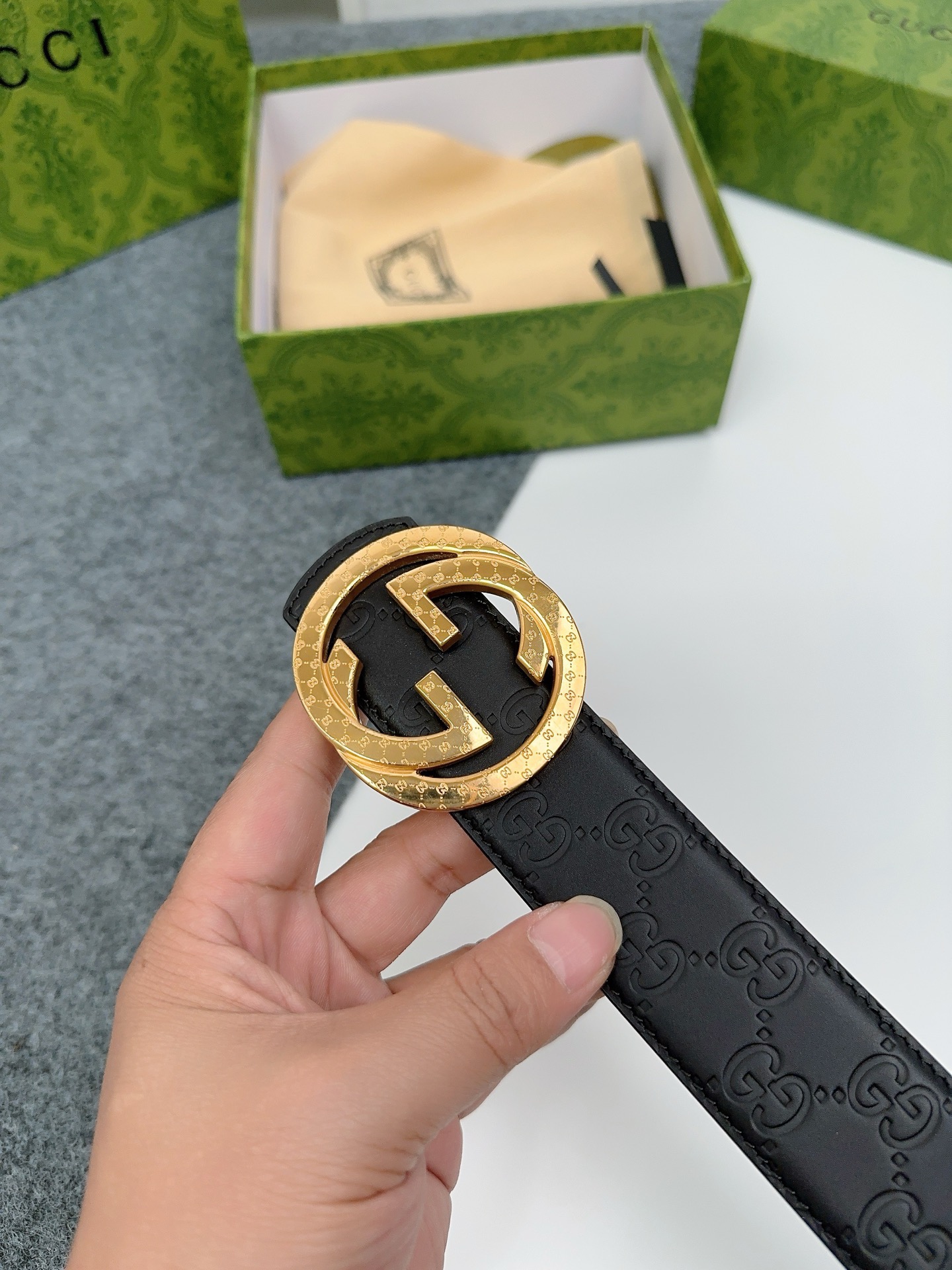 Gucci 구찌 GG 엠보 소가죽 남성 벨트 11