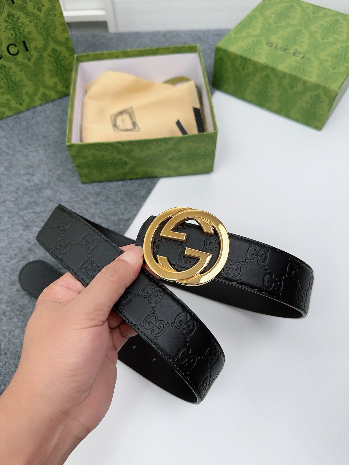 Gucci 구찌 GG 엠보 소가죽 남성 벨트 3