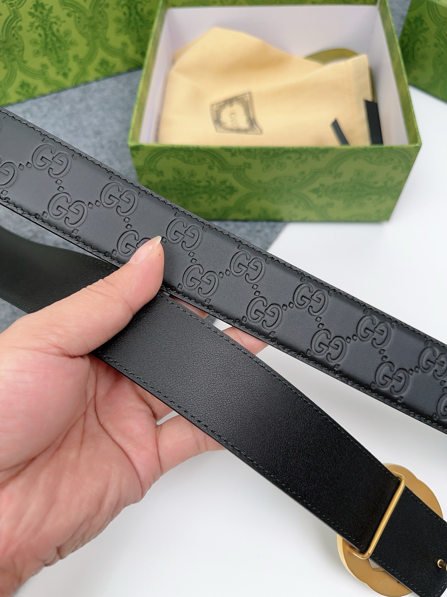 Gucci 구찌 GG 엠보 소가죽 남성 벨트 6