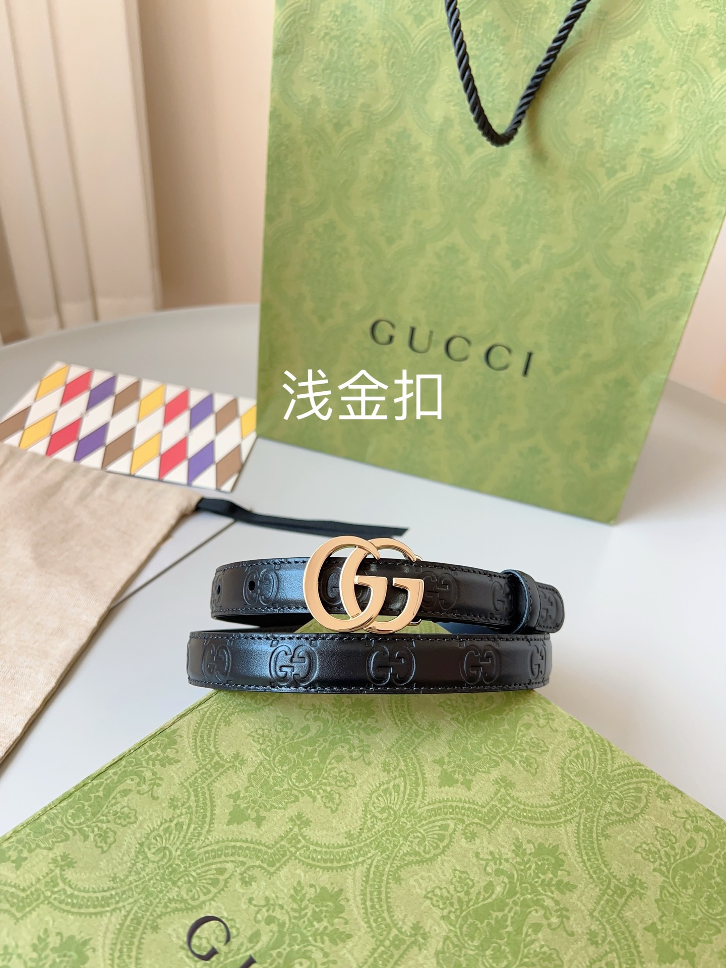 Gucci 구찌 GG 밀라노 블랙 엠보 가죽 벨트 1