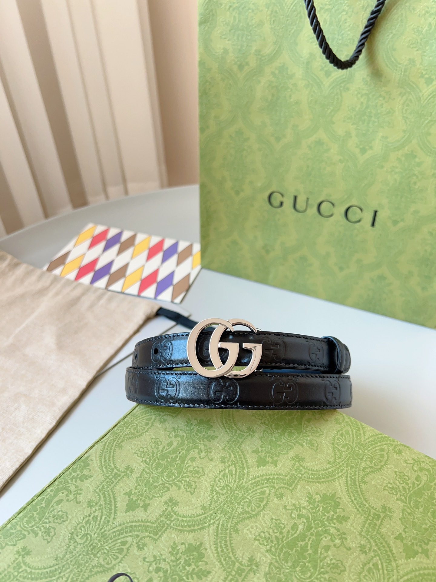 Gucci 구찌 GG 밀라노 블랙 엠보 가죽 벨트 7