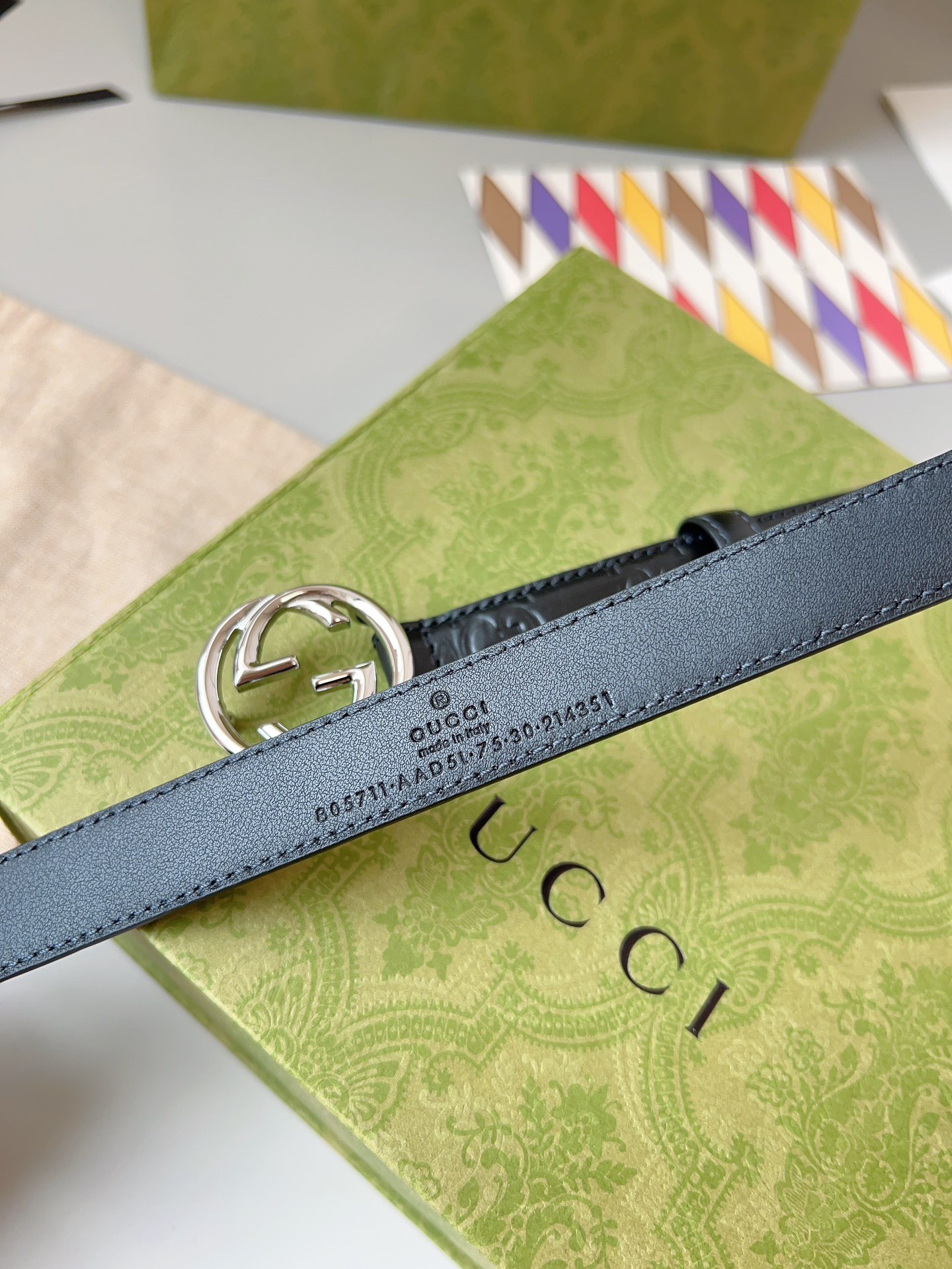 Gucci 구찌 GG 로고 엠보 가죽 벨트 3cm 6