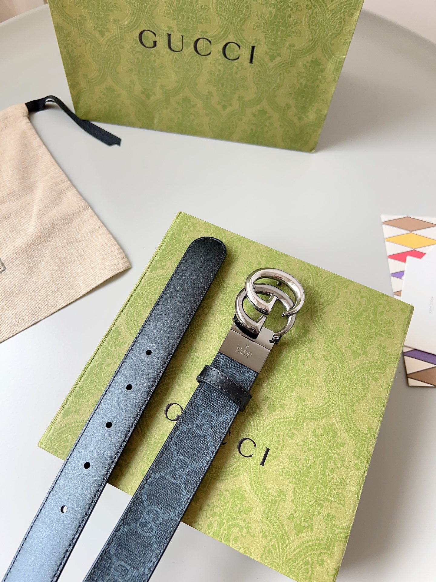 Gucci 구찌 GG 수프림 리버서블 가죽 벨트 5