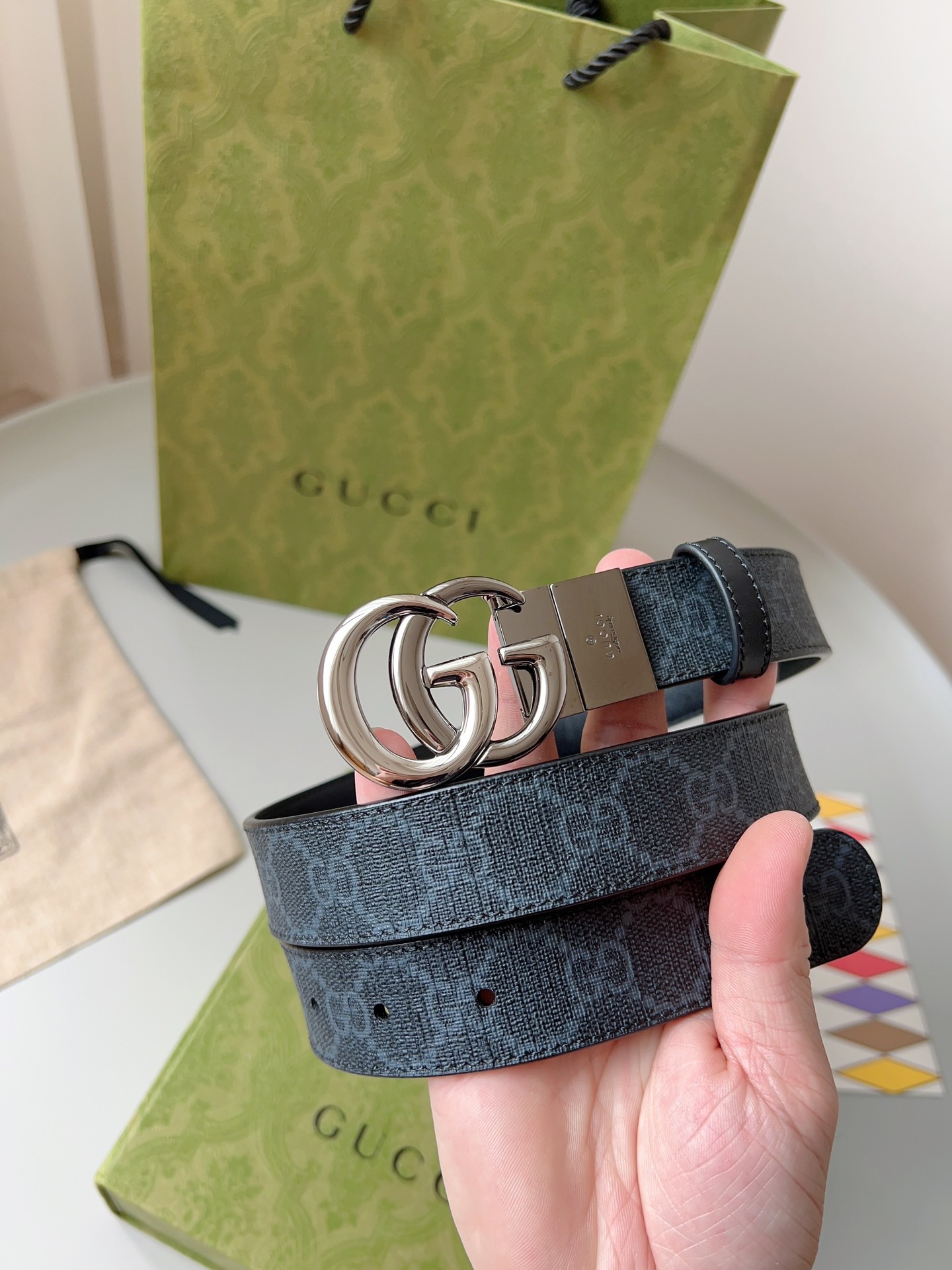 Gucci 구찌 GG 수프림 리버서블 가죽 벨트 9