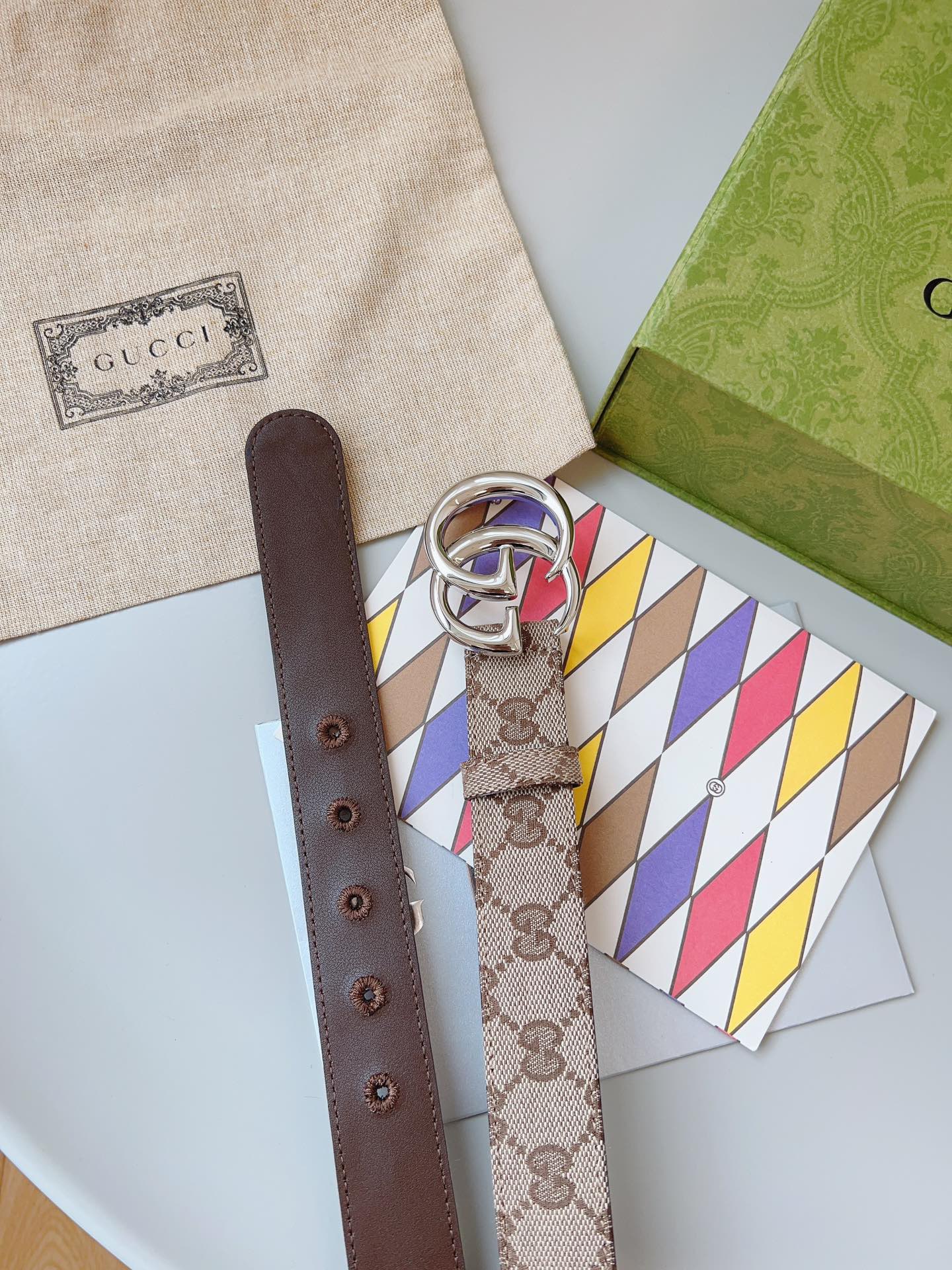 Gucci 구찌 GG 캔버스 더블G 버클 벨트 6