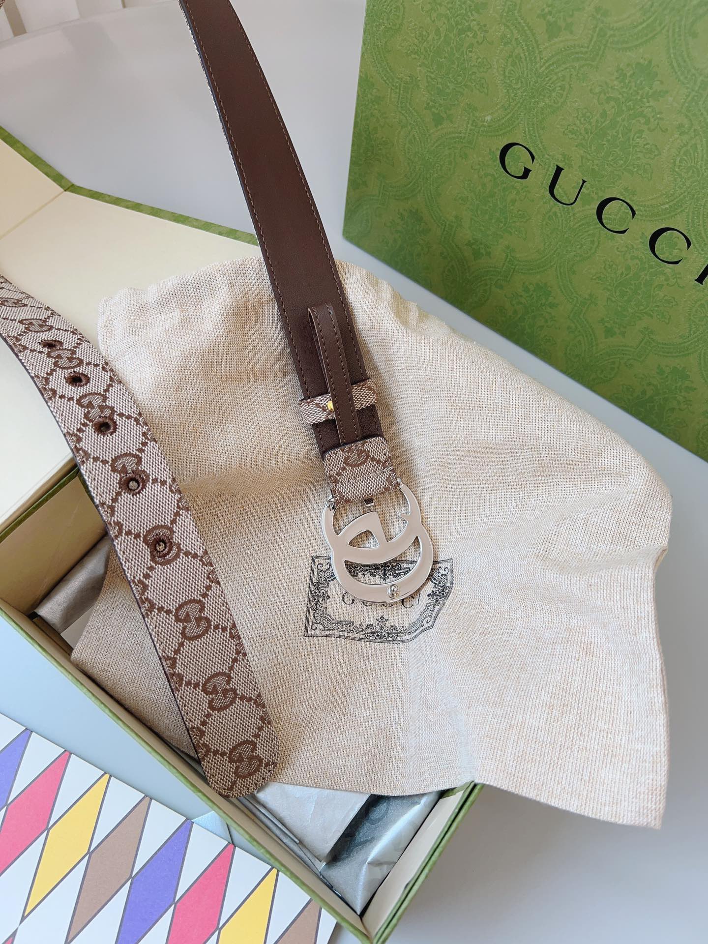 Gucci 구찌 GG 캔버스 더블G 버클 벨트 8