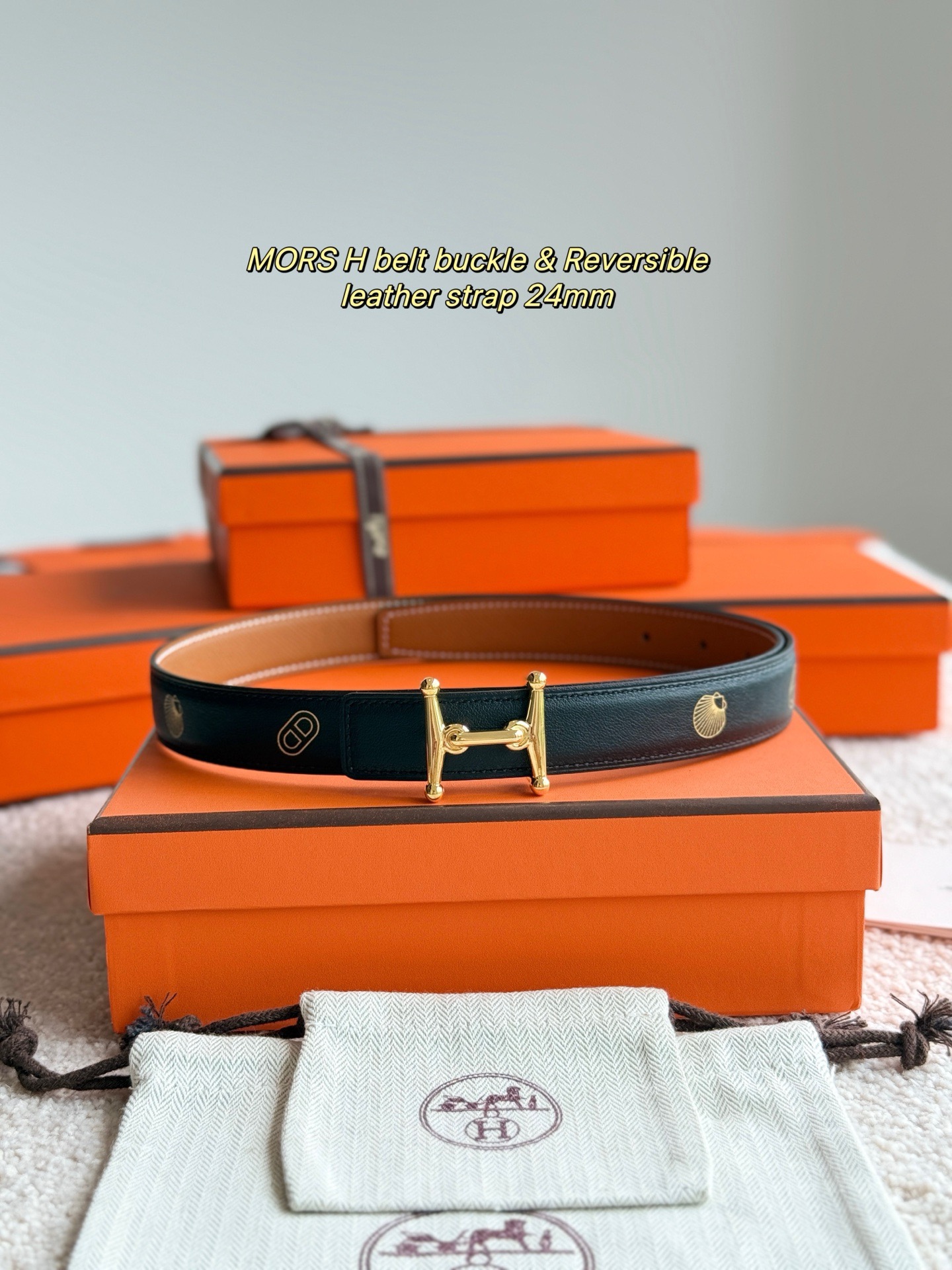 Hermes 에르메스 Mors H 리버서블 가죽 벨트 24mm 3