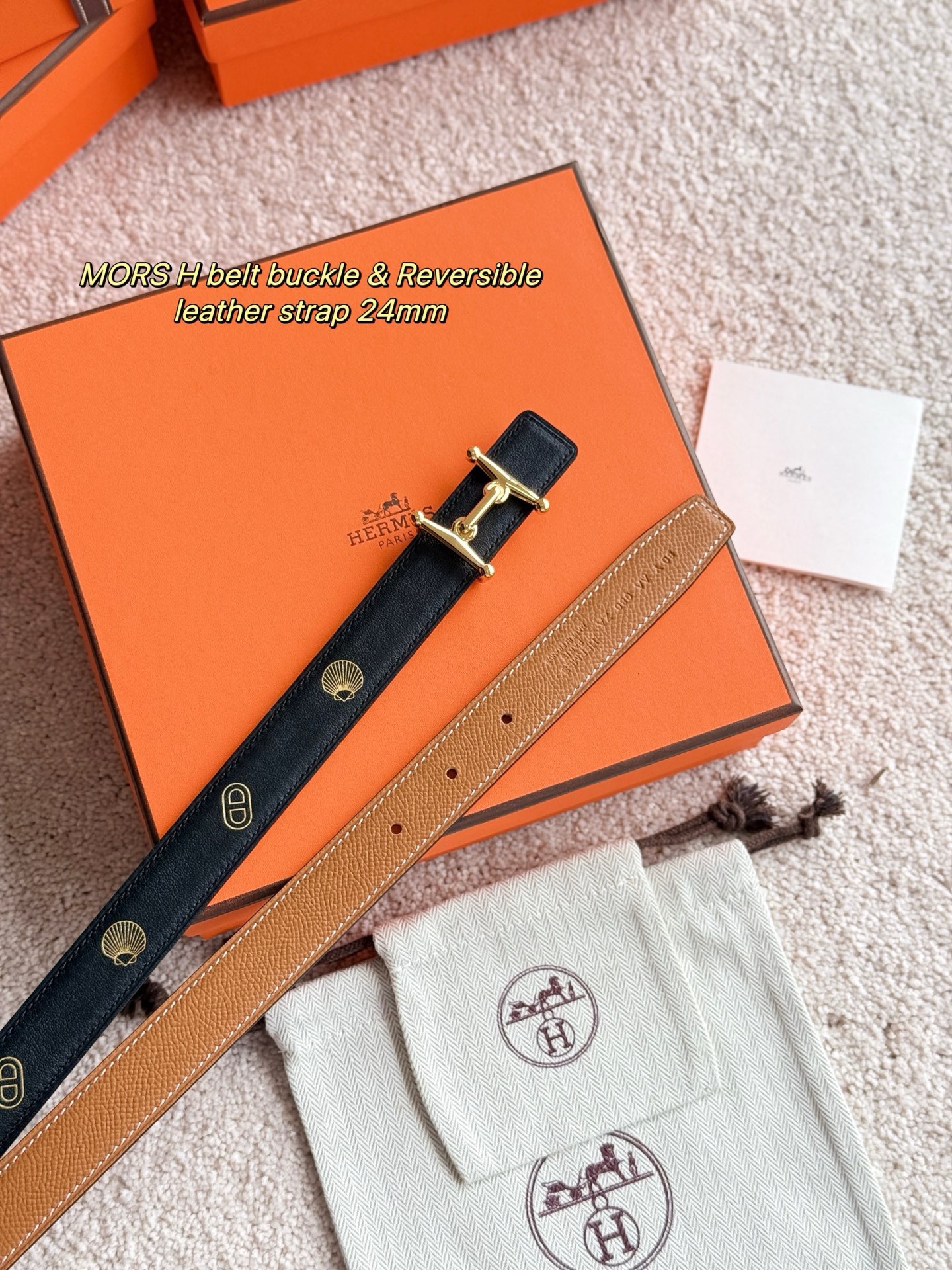 Hermes 에르메스 Mors H 리버서블 가죽 벨트 24mm 4