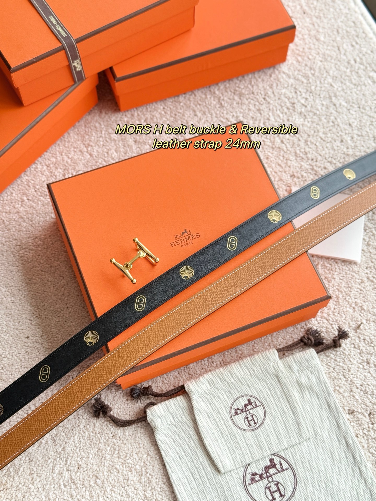 Hermes 에르메스 Mors H 리버서블 가죽 벨트 24mm 5