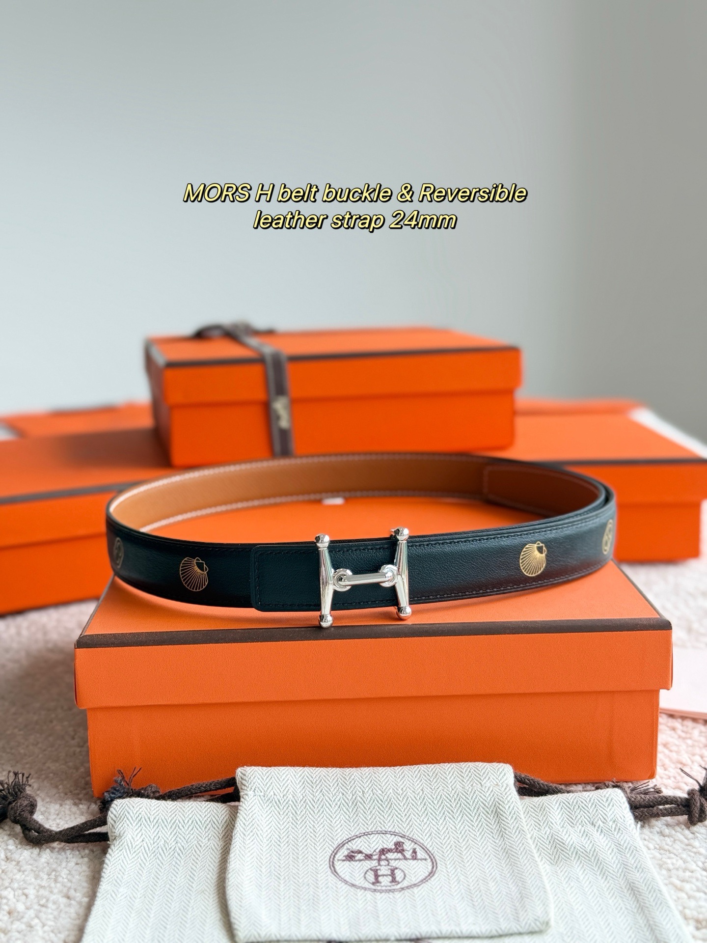 Hermes 에르메스 Mors H 리버서블 가죽 벨트 24mm 3