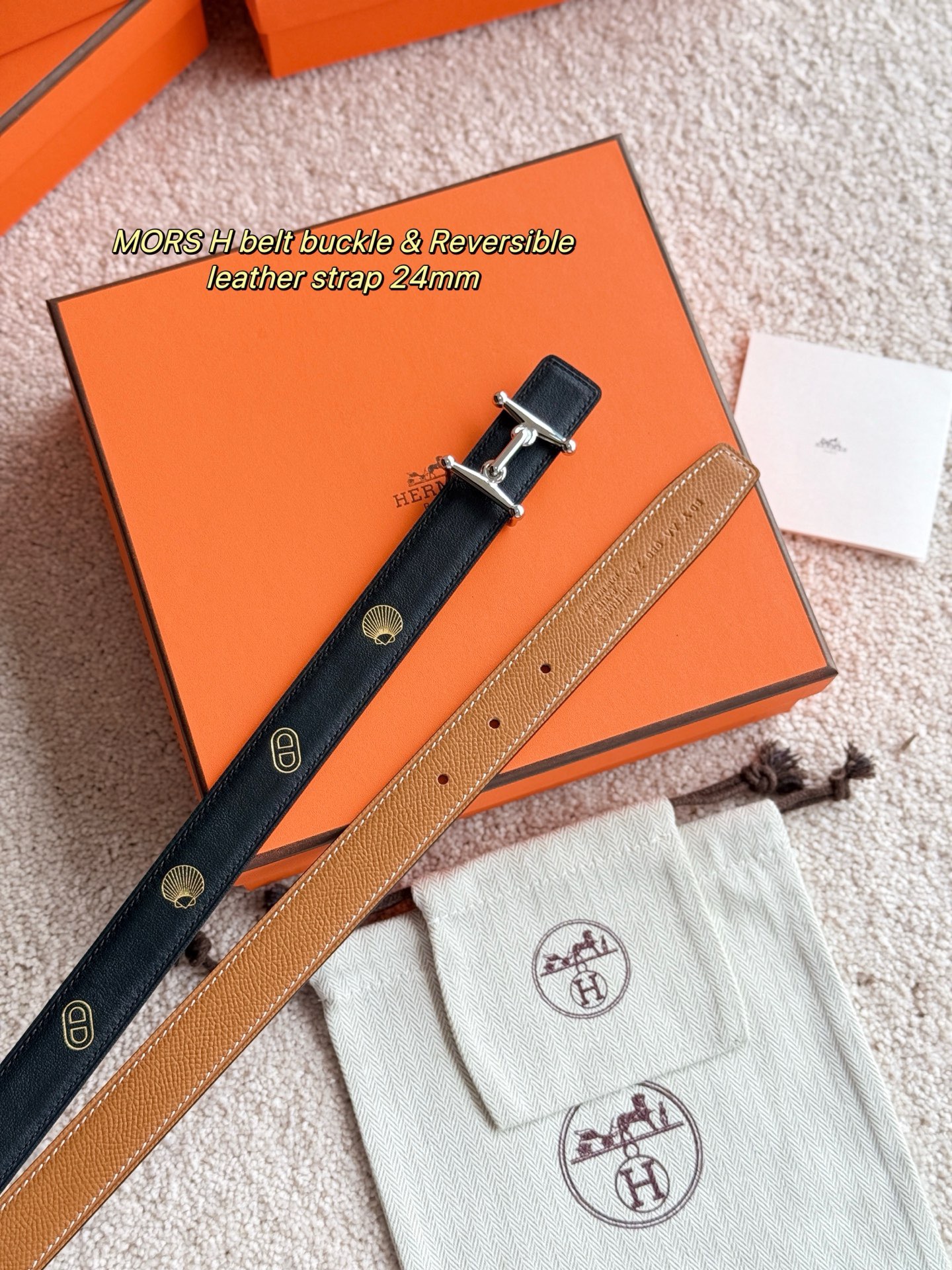 Hermes 에르메스 Mors H 리버서블 가죽 벨트 24mm 4