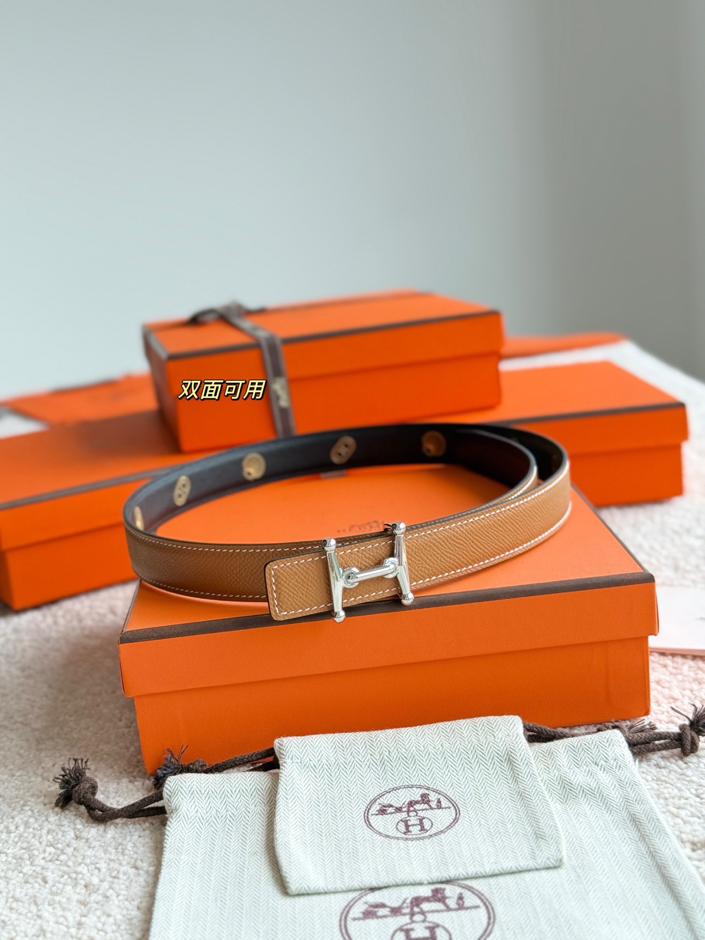 Hermes 에르메스 Mors H 리버서블 가죽 벨트 24mm 9