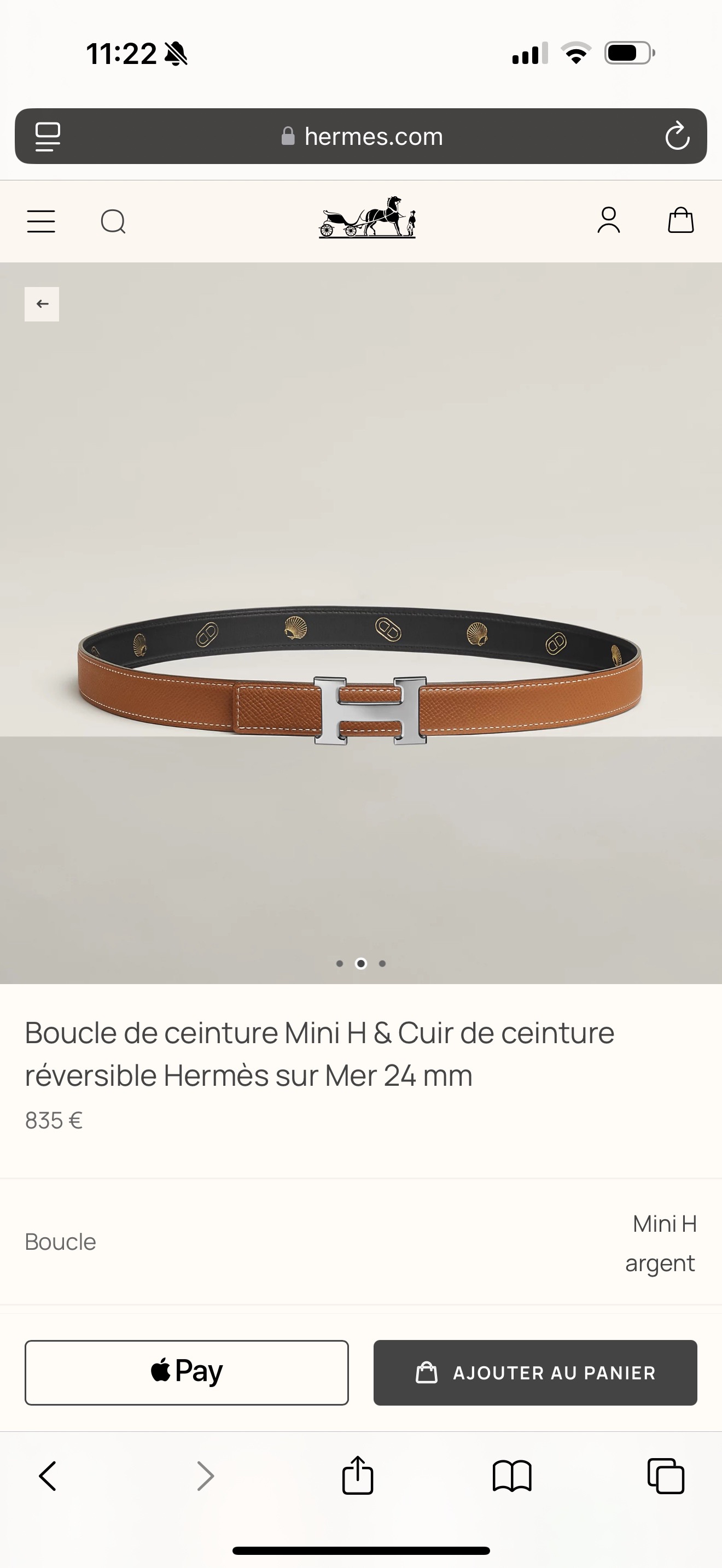 Hermes 에르메스 미니 H 에뻬솜 리버서블 가죽 벨트 24mm 2