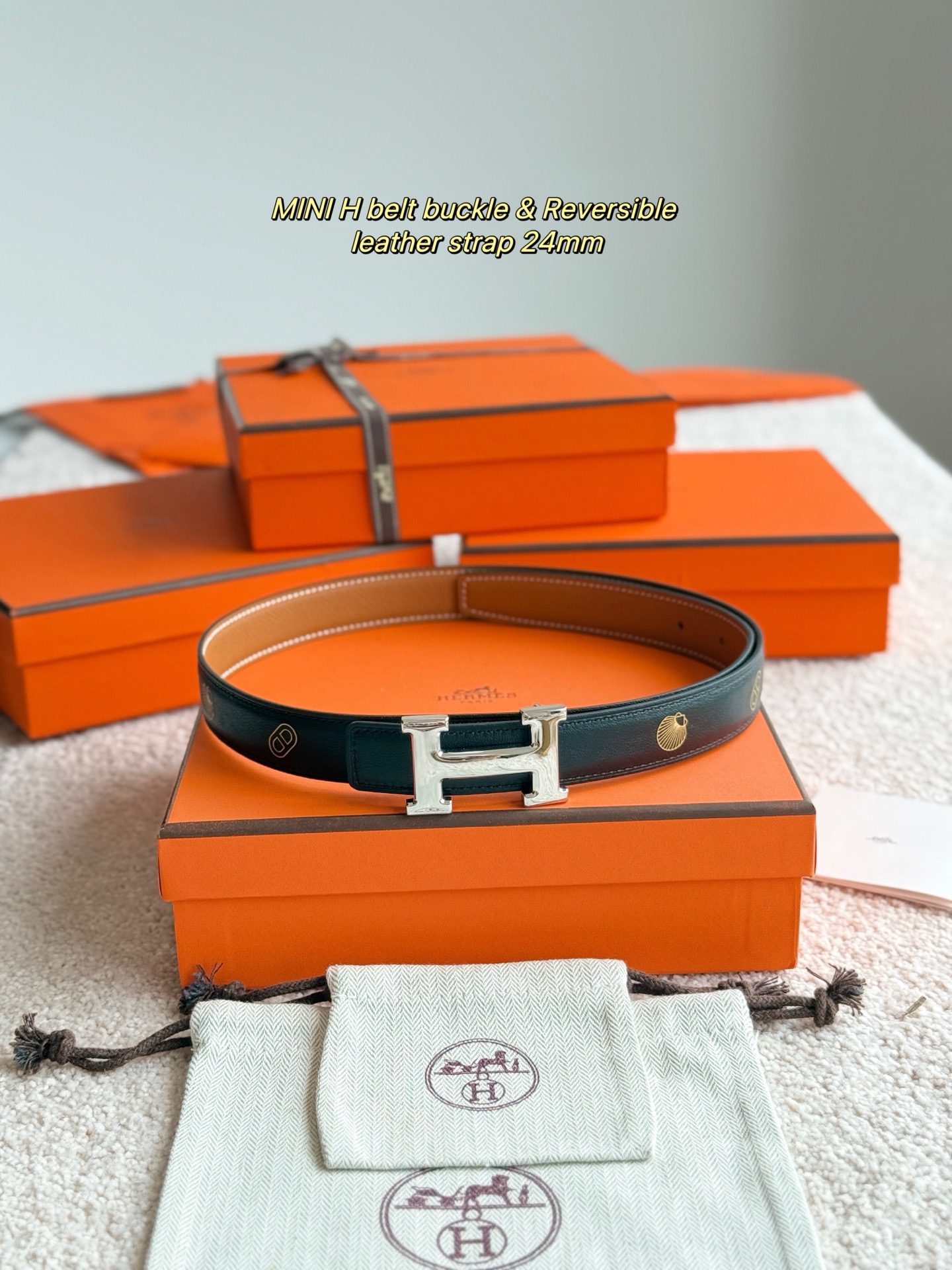 Hermes 에르메스 미니 H 에뻬솜 리버서블 가죽 벨트 24mm 3