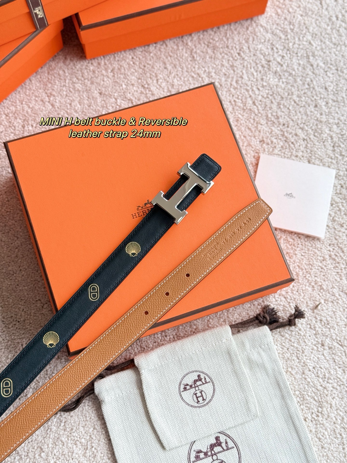 Hermes 에르메스 미니 H 에뻬솜 리버서블 가죽 벨트 24mm 4