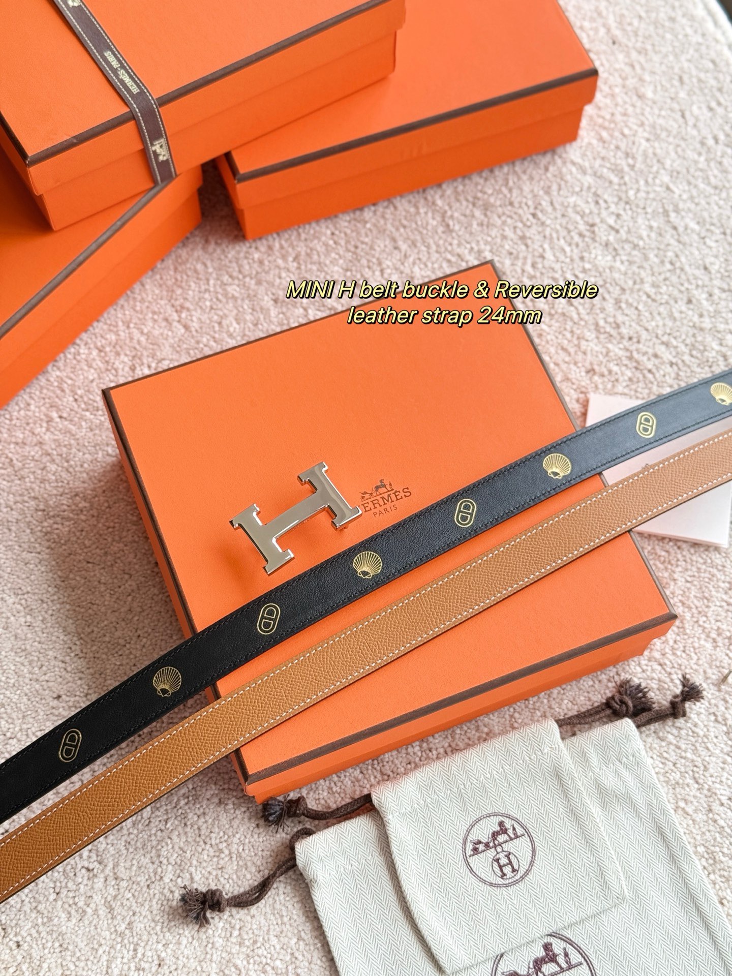 Hermes 에르메스 미니 H 에뻬솜 리버서블 가죽 벨트 24mm 5