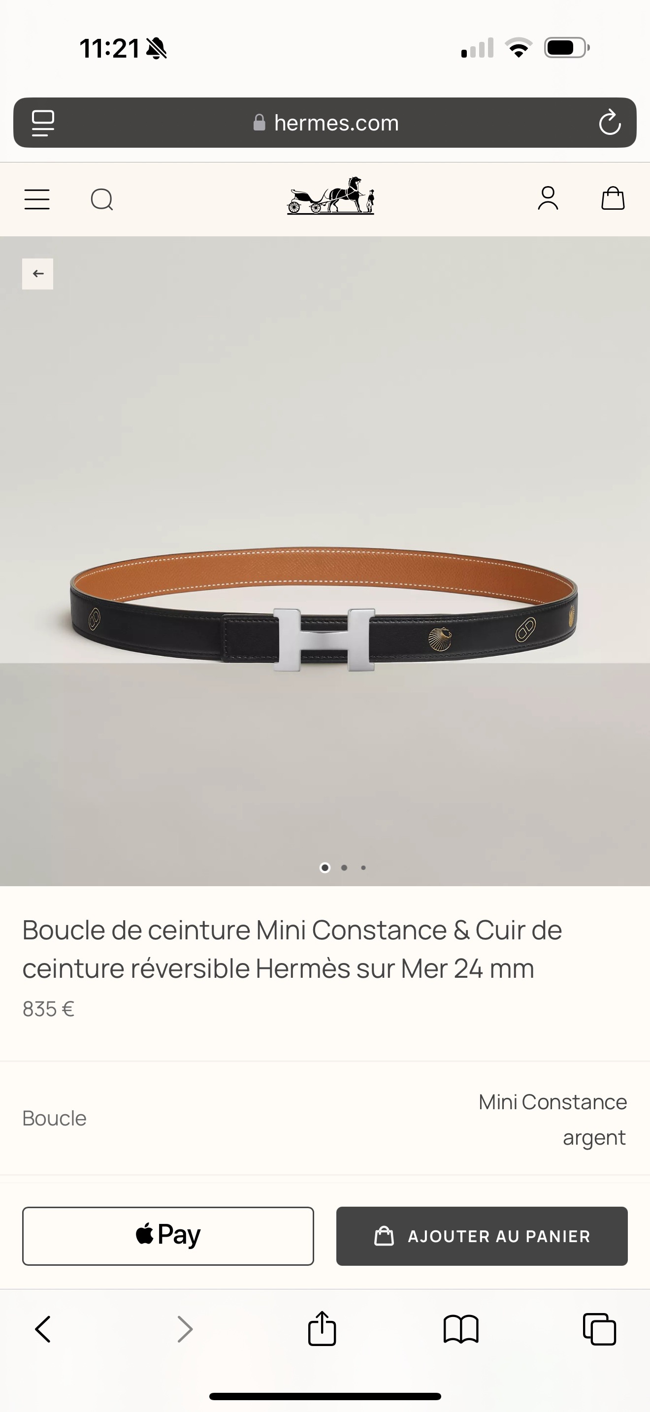 Hermes 에르메스 미니 콘스탄스 리버서블 24mm 여성 벨트 1