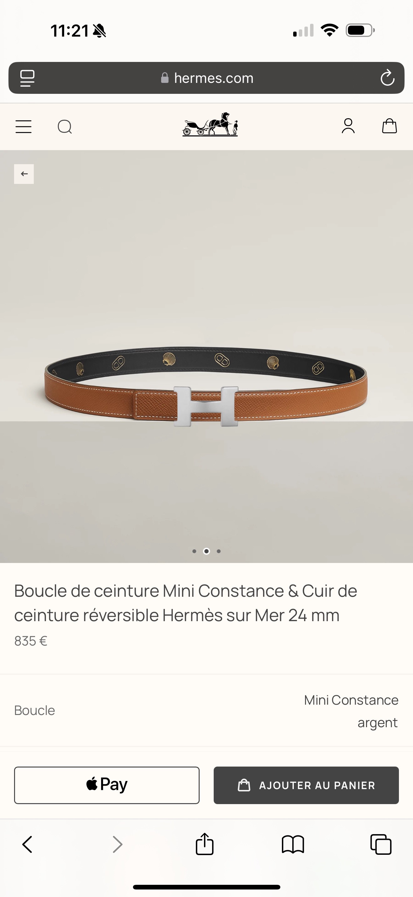 Hermes 에르메스 미니 콘스탄스 리버서블 24mm 여성 벨트 2