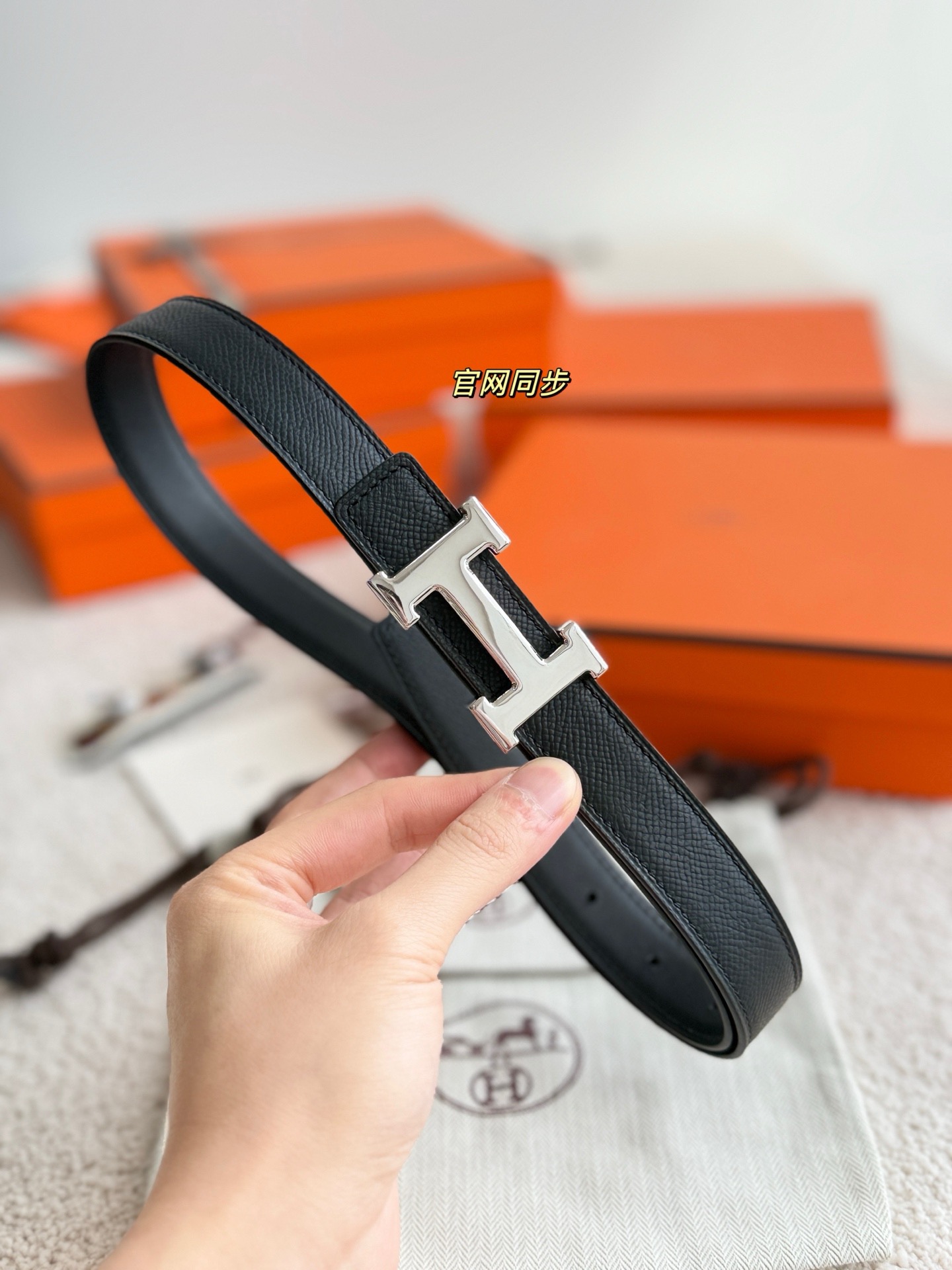 Hermes 에르메스 Mini H 에뺑 에뻬솜 가죽 리버서블 벨트 24mm 3
