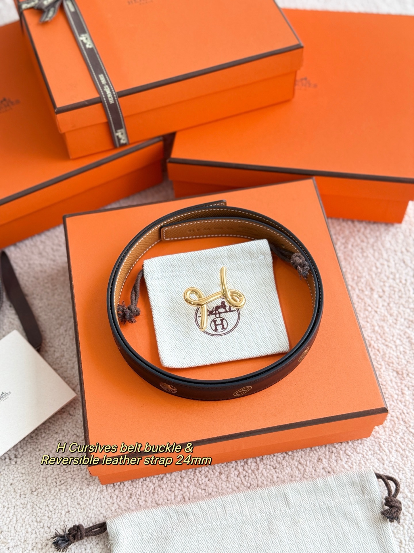 Hermes 에르메스 트위스트 에뻬솜 리버서블 가죽 벨트 24mm 8