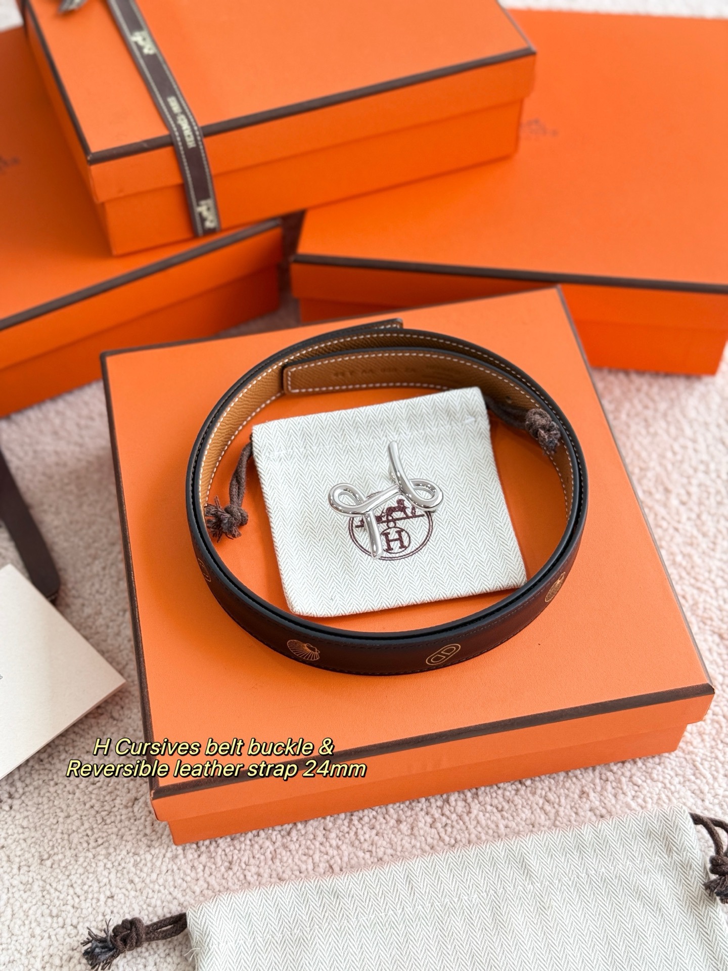 Hermes 에르메스 트위스트 에뻬솜 리버서블 가죽 벨트 24mm 8