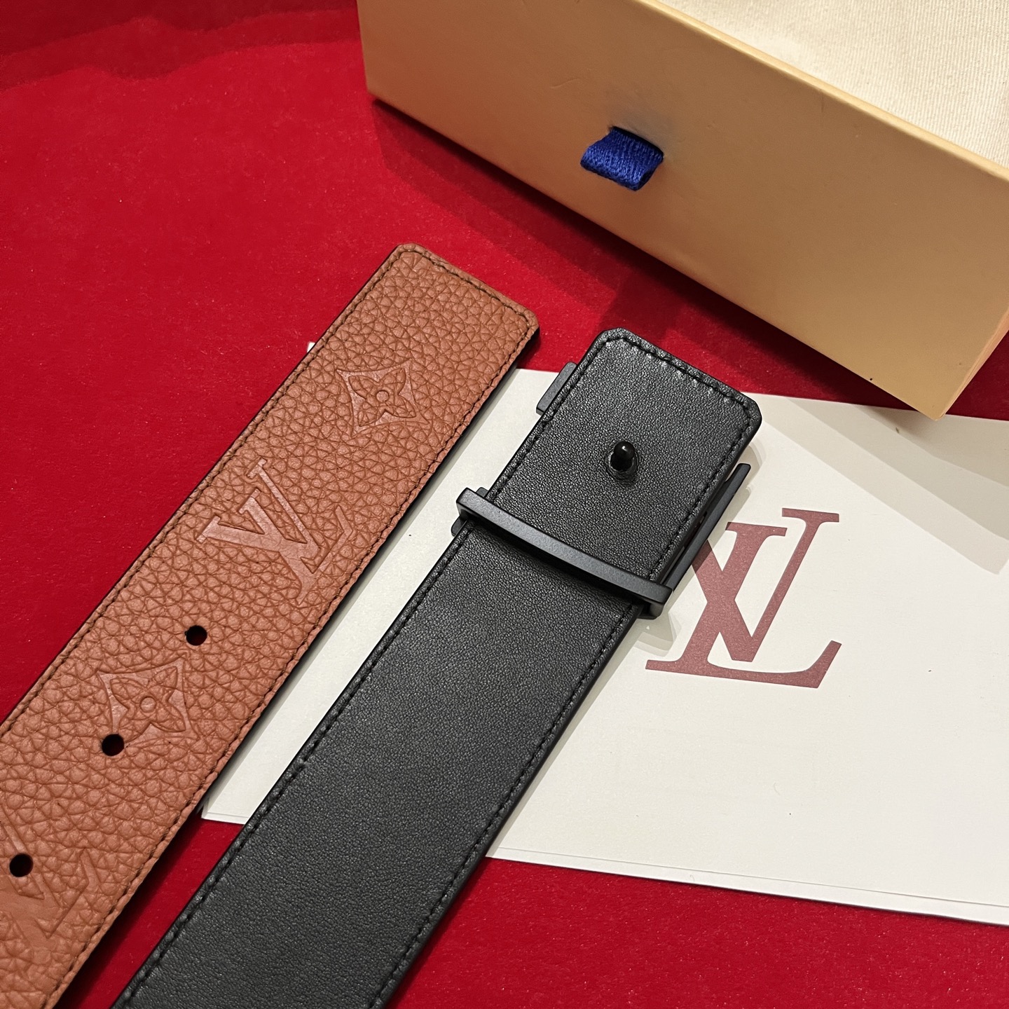 Louis Vuitton 루이비통 루이 비통 토고 패턴 소가죽 남성 벨트 5