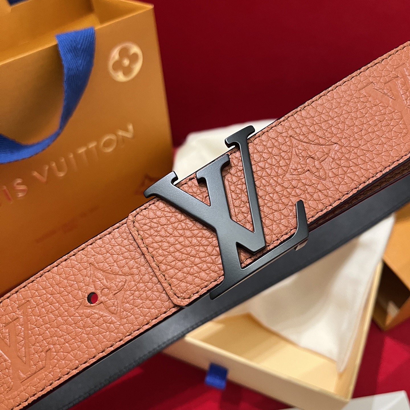 Louis Vuitton 루이비통 루이 비통 토고 패턴 소가죽 남성 벨트 7