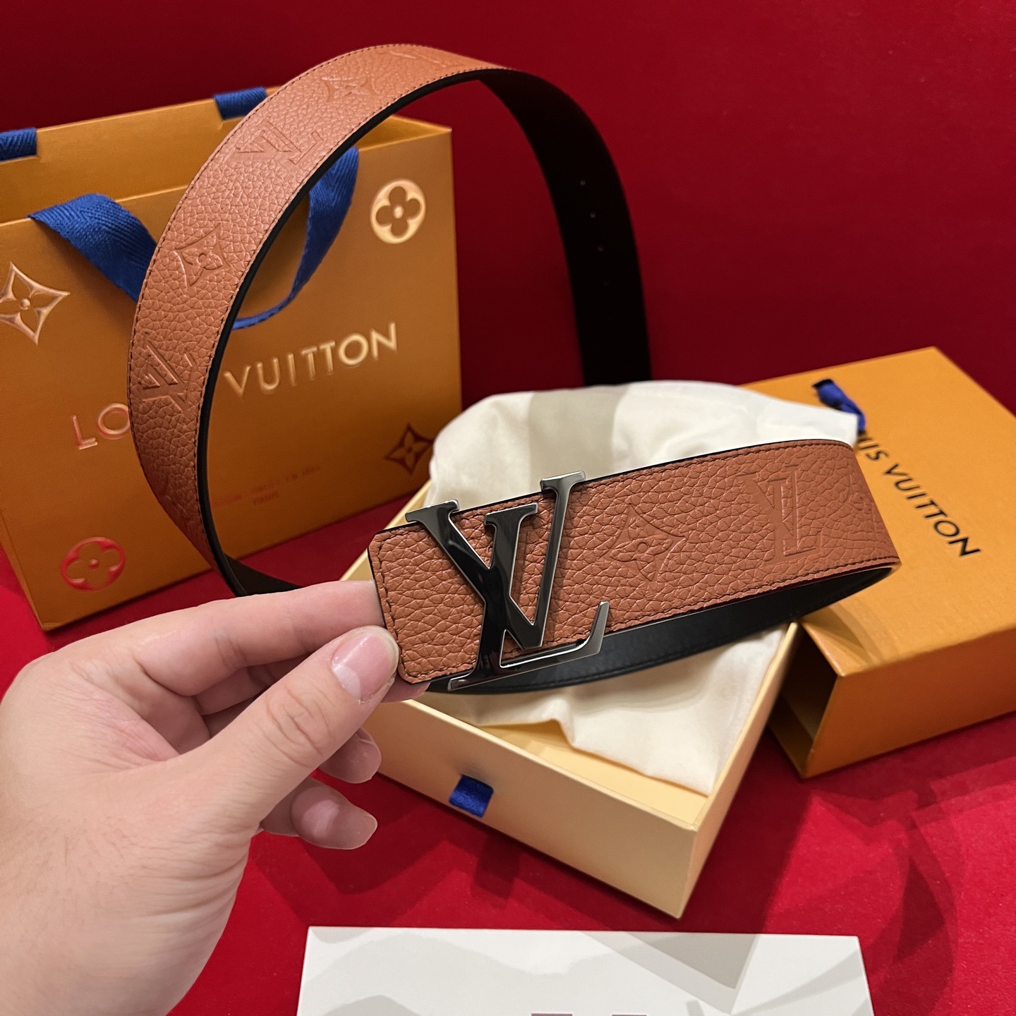 Louis Vuitton 루이비통 루이 비통 토고 패턴 소가죽 남성 벨트 7