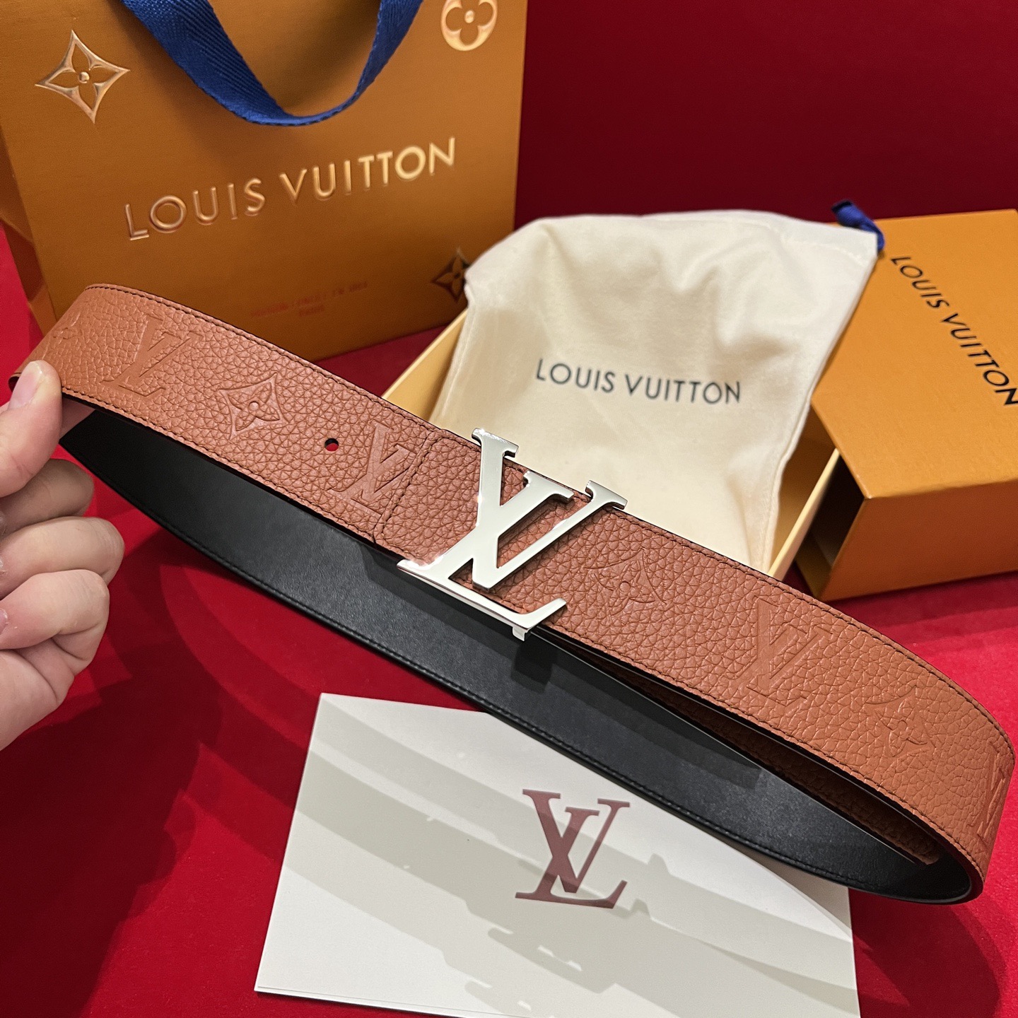 Louis Vuitton 루이비통 루이 비통 토고 패턴 소가죽 남성 벨트 7