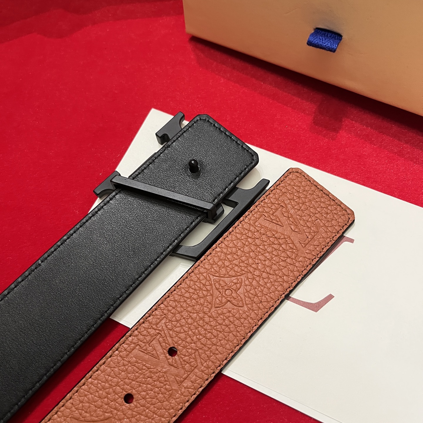 Louis Vuitton 루이비통 루이 비통 토고 패턴 소가죽 남성 벨트 5