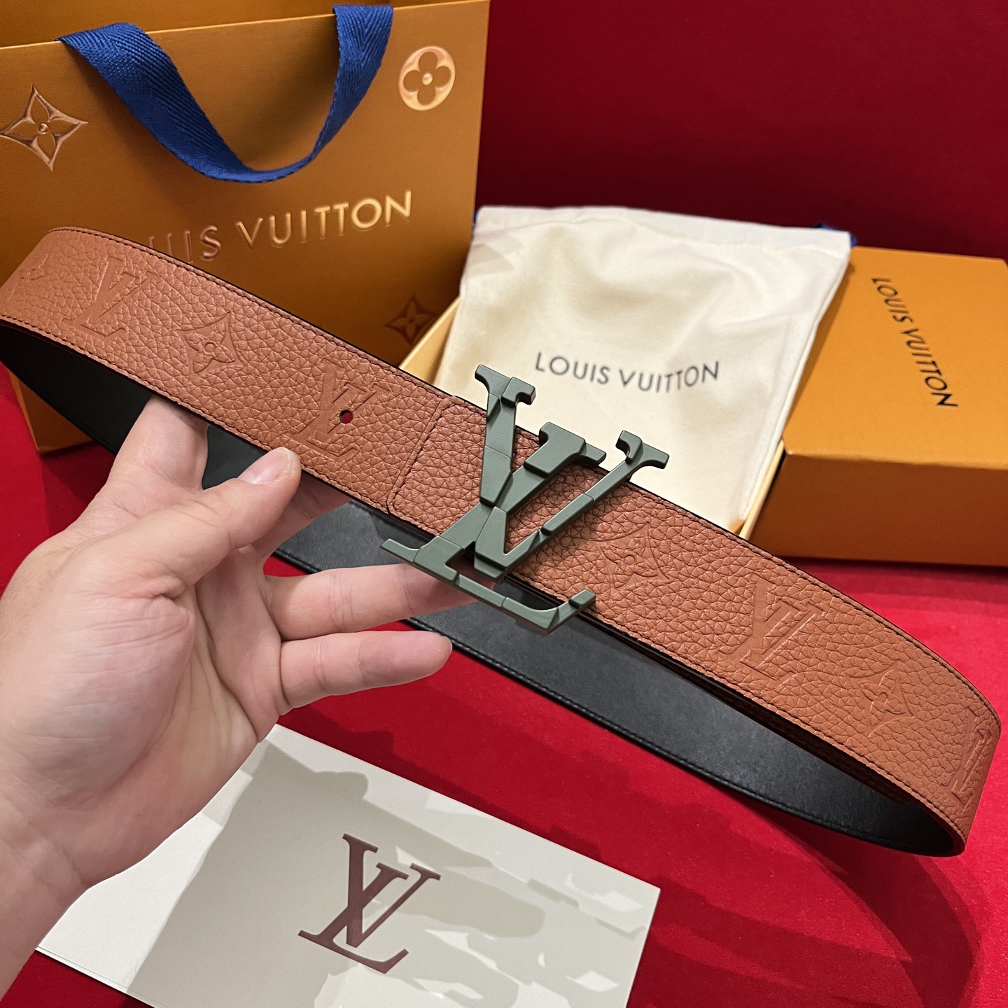 Louis Vuitton 루이비통 루이 비통 토고 패턴 소가죽 남성 벨트 6