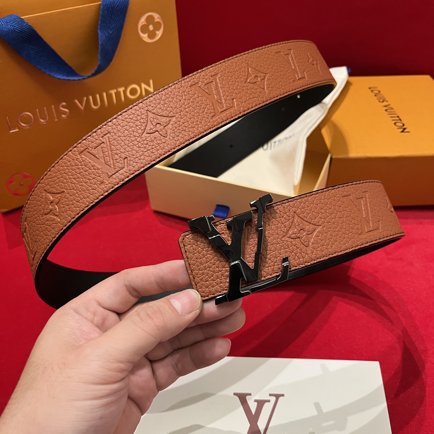 Louis Vuitton 루이비통 루이 비통 토고 패턴 소가죽 남성 벨트 8