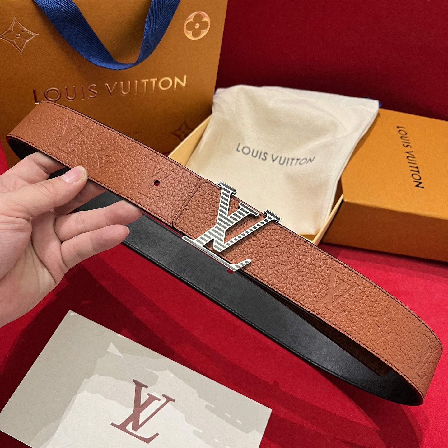 Louis Vuitton 루이비통 루이 비통 토고 패턴 소가죽 남성 벨트 7
