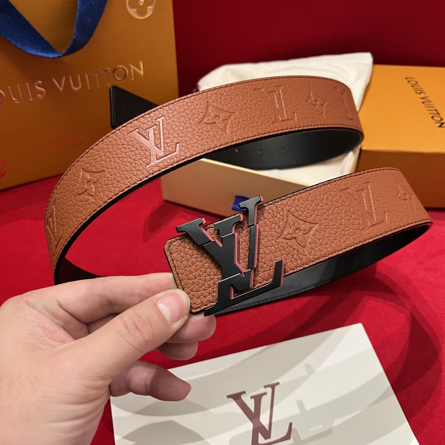 Louis Vuitton 루이비통 루이 비통 토고 패턴 소가죽 남성 벨트 7