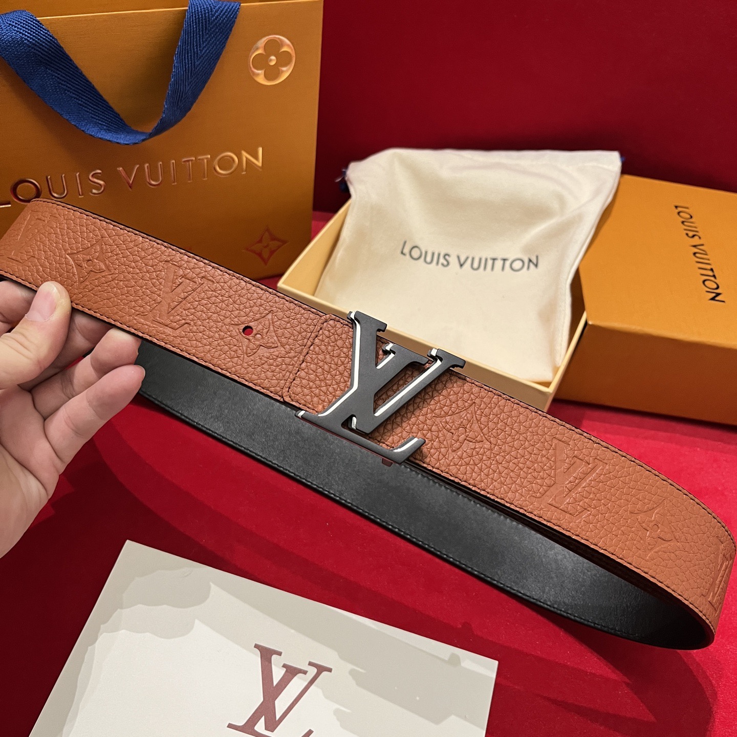 Louis Vuitton 루이비통 루이 비통 토고 패턴 소가죽 남성 벨트 6